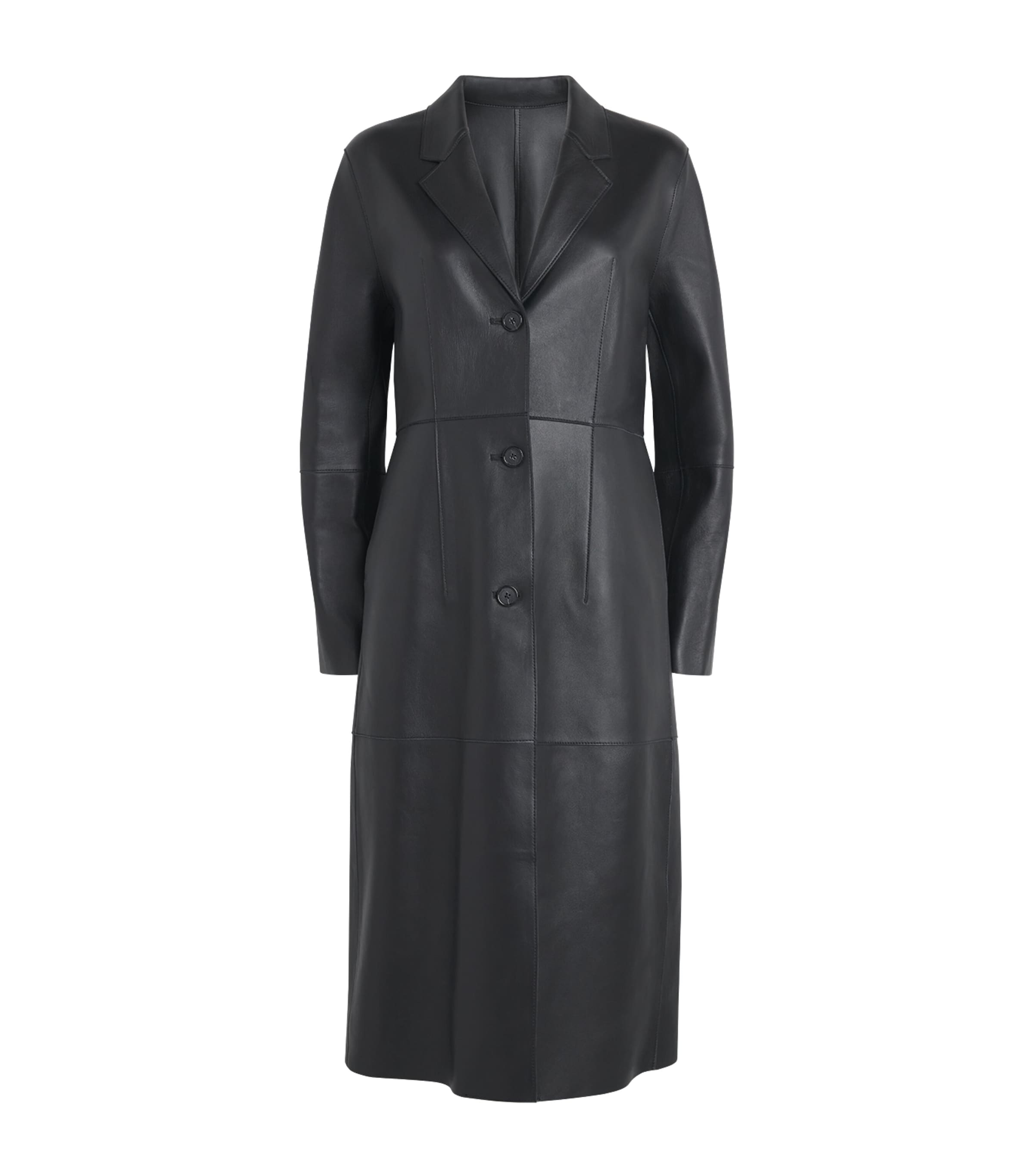 Toteme Womens Leather Trench Coat Black Image 1