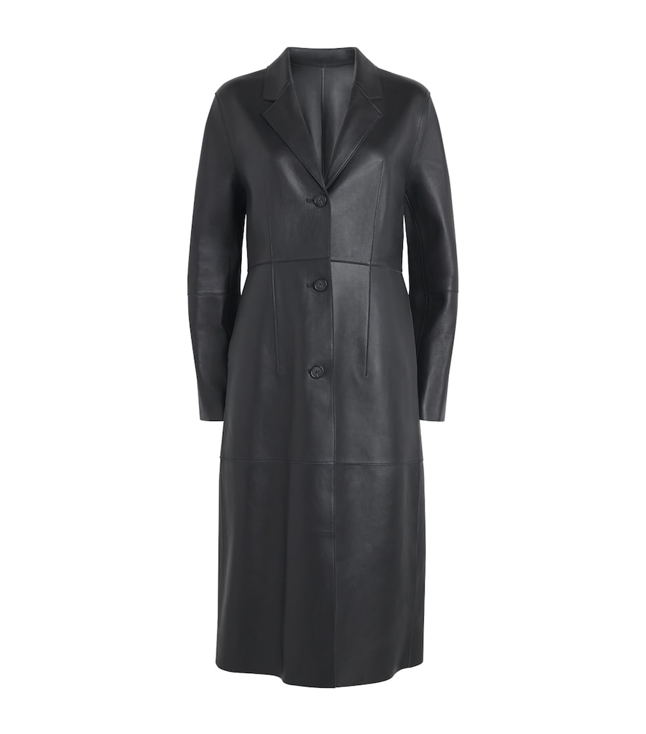 Toteme Womens Leather Trench Coat Black Image 1