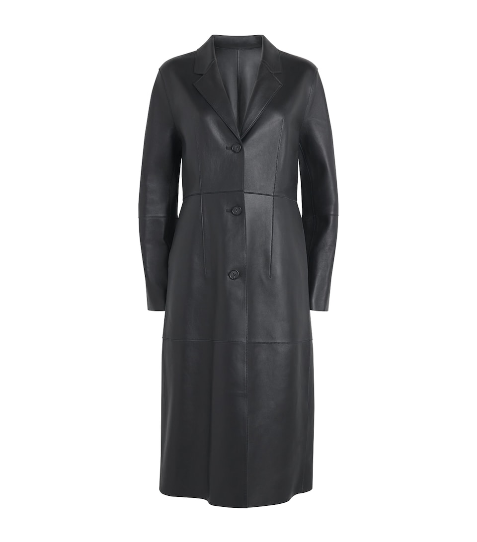 Toteme Leather Trench Coat Black