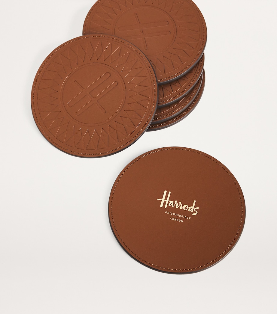 Logo Leather Coasters (Set of 4) TAN Image 3