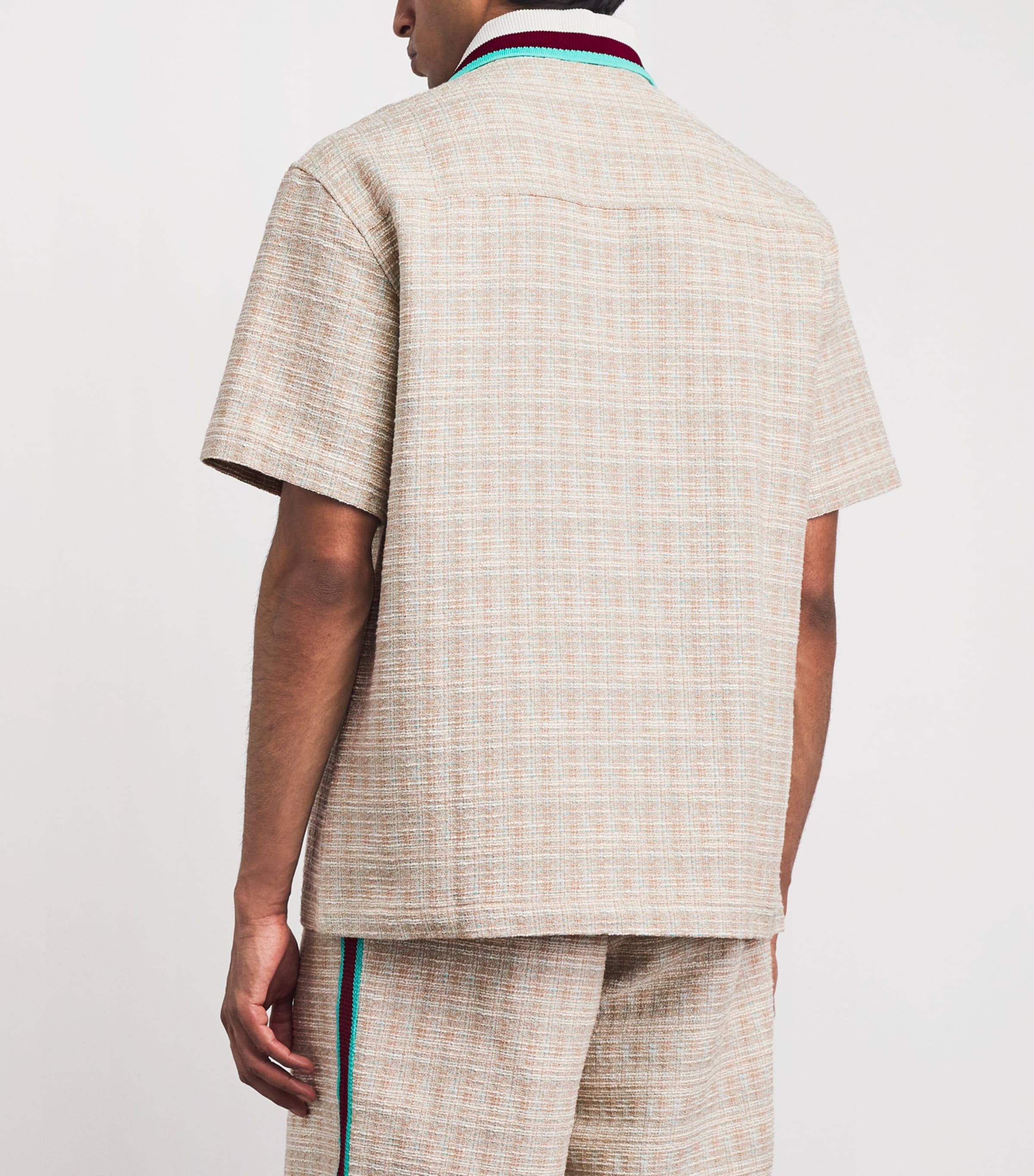 Drôle De Monsieur Mens Tweed Logo Shirt Dark Sand Image 5