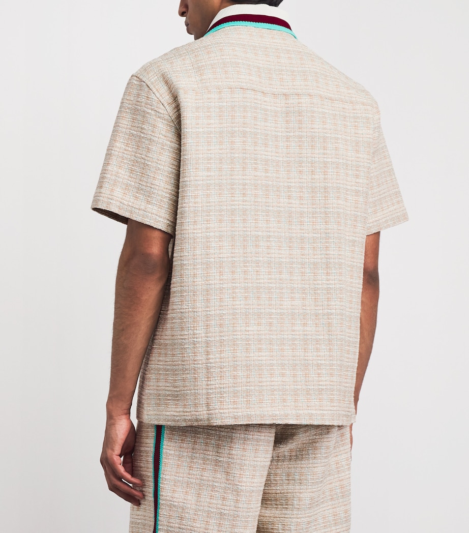 Drôle De Monsieur Mens Tweed Logo Shirt Dark Sand Image 5