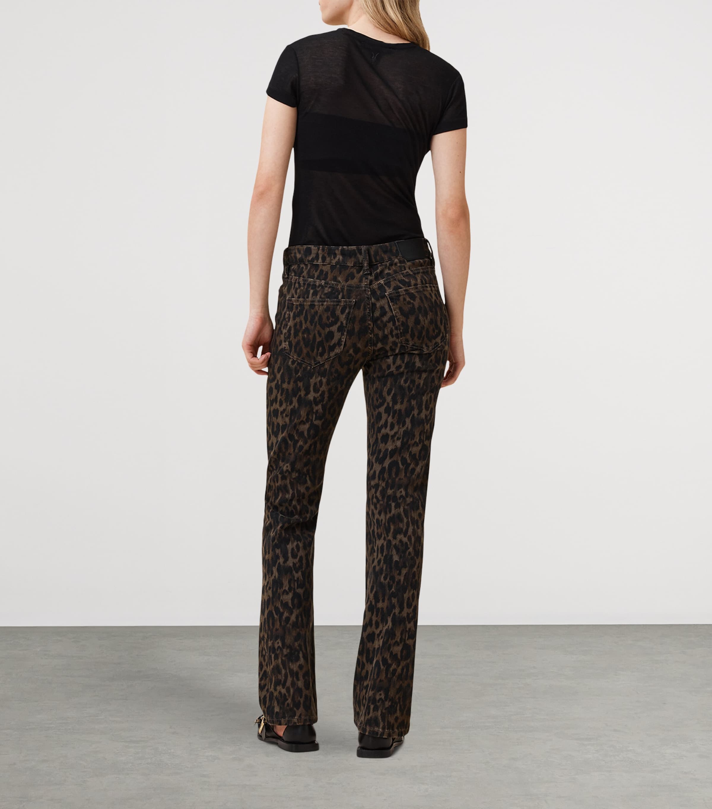 Leopard Print Haldan Slim Bootcut Jeans LEPPO BROWN Image 6