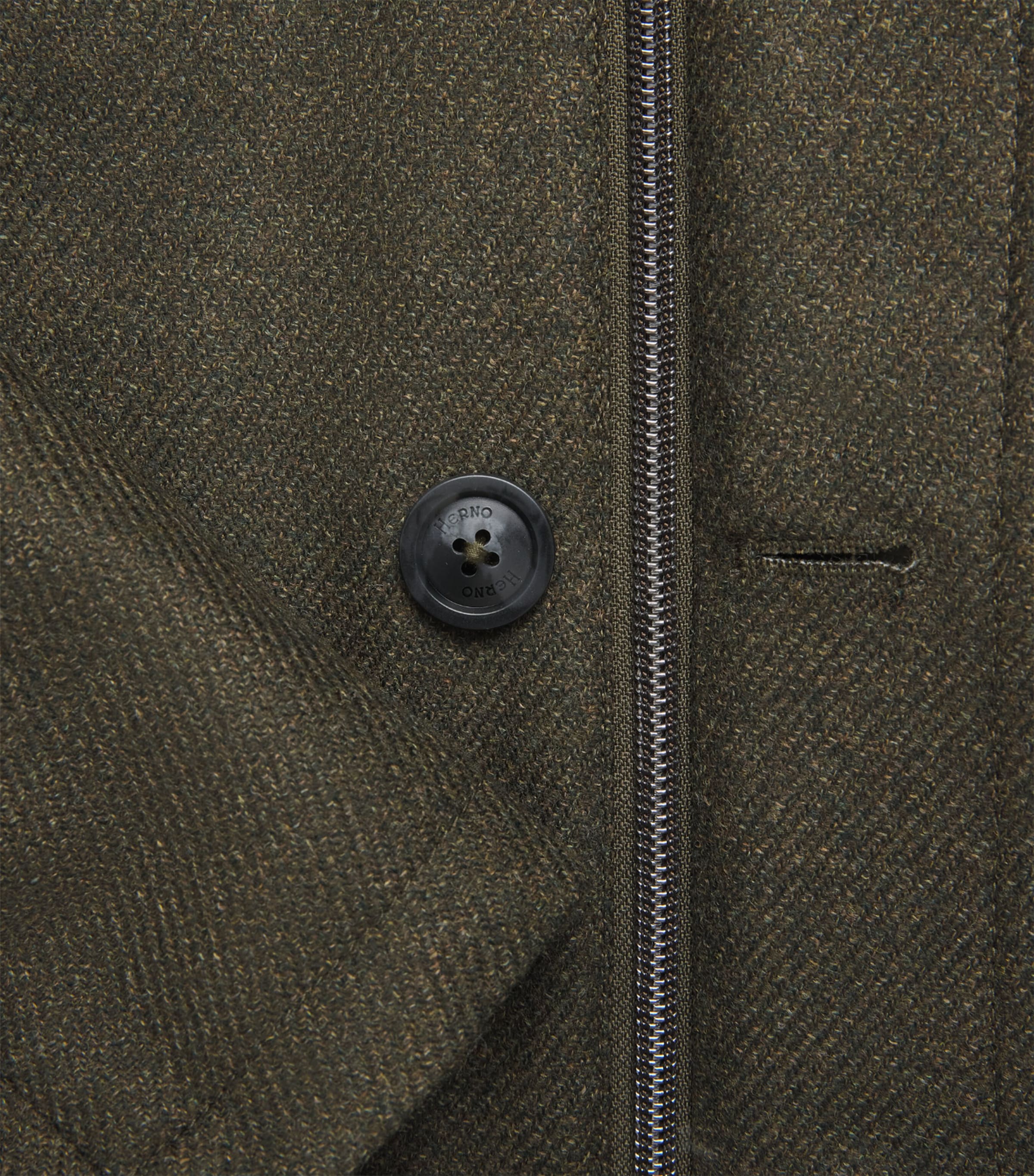 Herno Mens Wool-Silk High-Neck Shacket Verde Militare Image 6