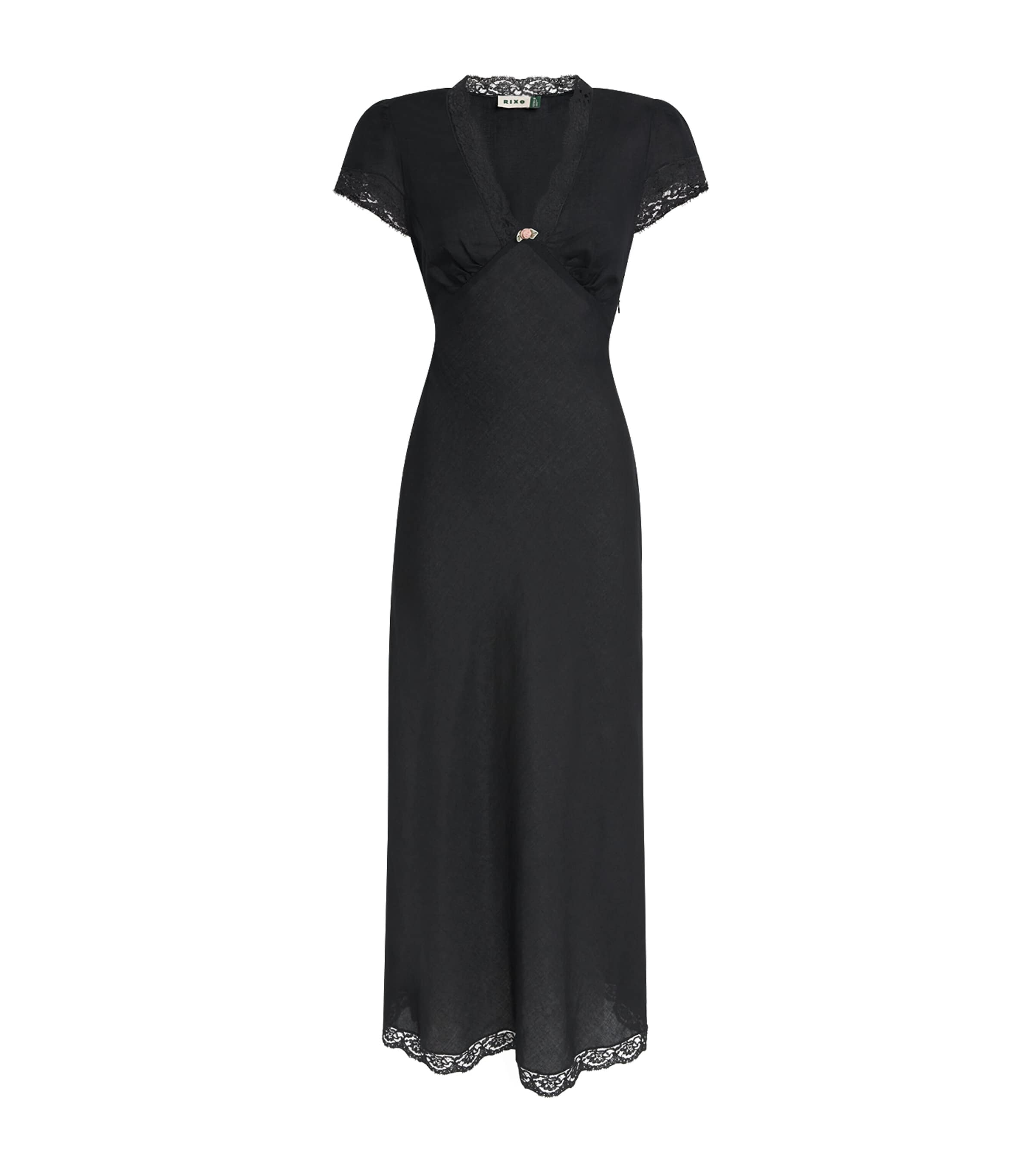Rixo London Clarice V-neck Midi Dress In Black