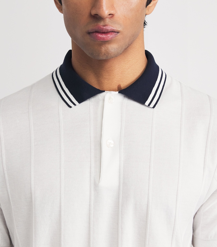 Paul & Shark Mens Cotton Rib-Knit Polo Shirt Panna Chiar Image 3