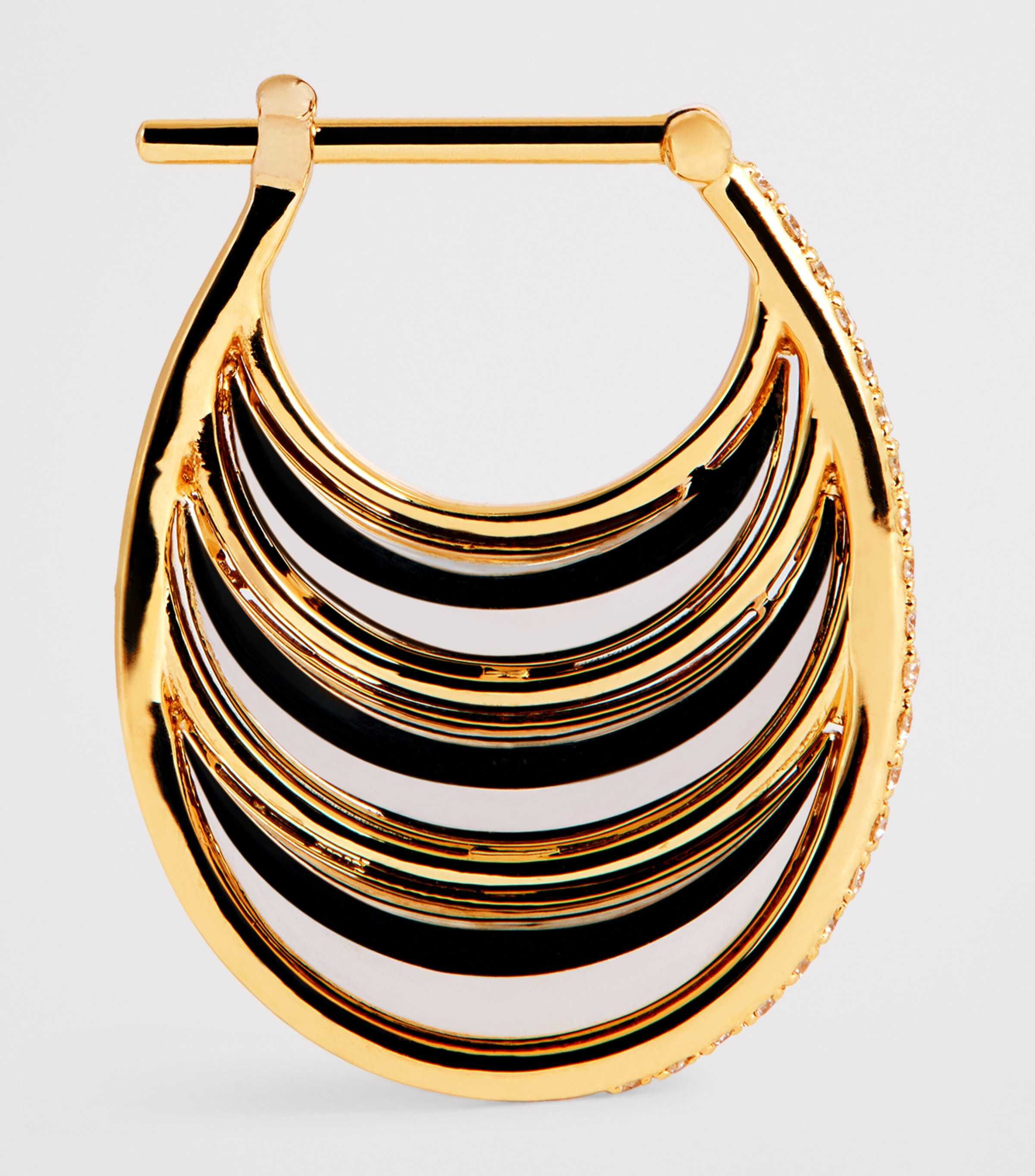 Yellow Gold and Diamond Triple Bloop Moon N*93 Hoop Earrings YELLOW GOLD Image 4