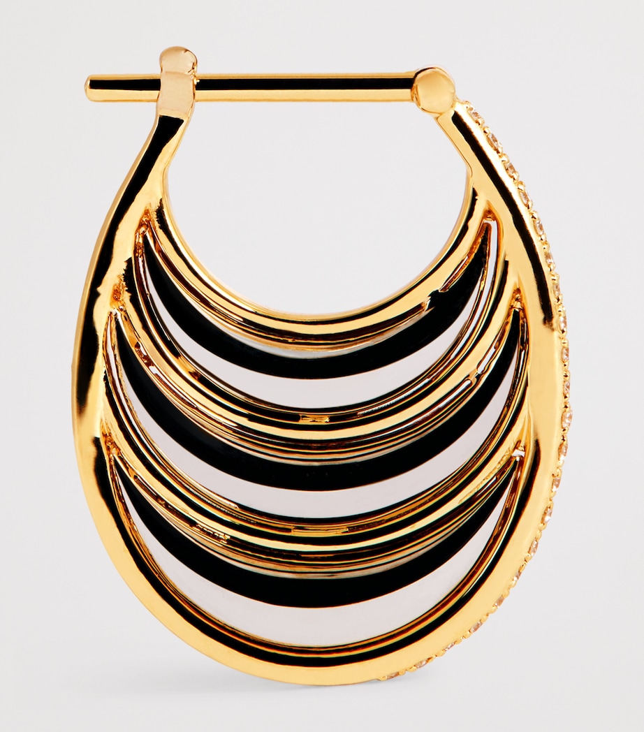 Yellow Gold and Diamond Triple Bloop Moon N*93 Hoop Earrings YELLOW GOLD Image 4