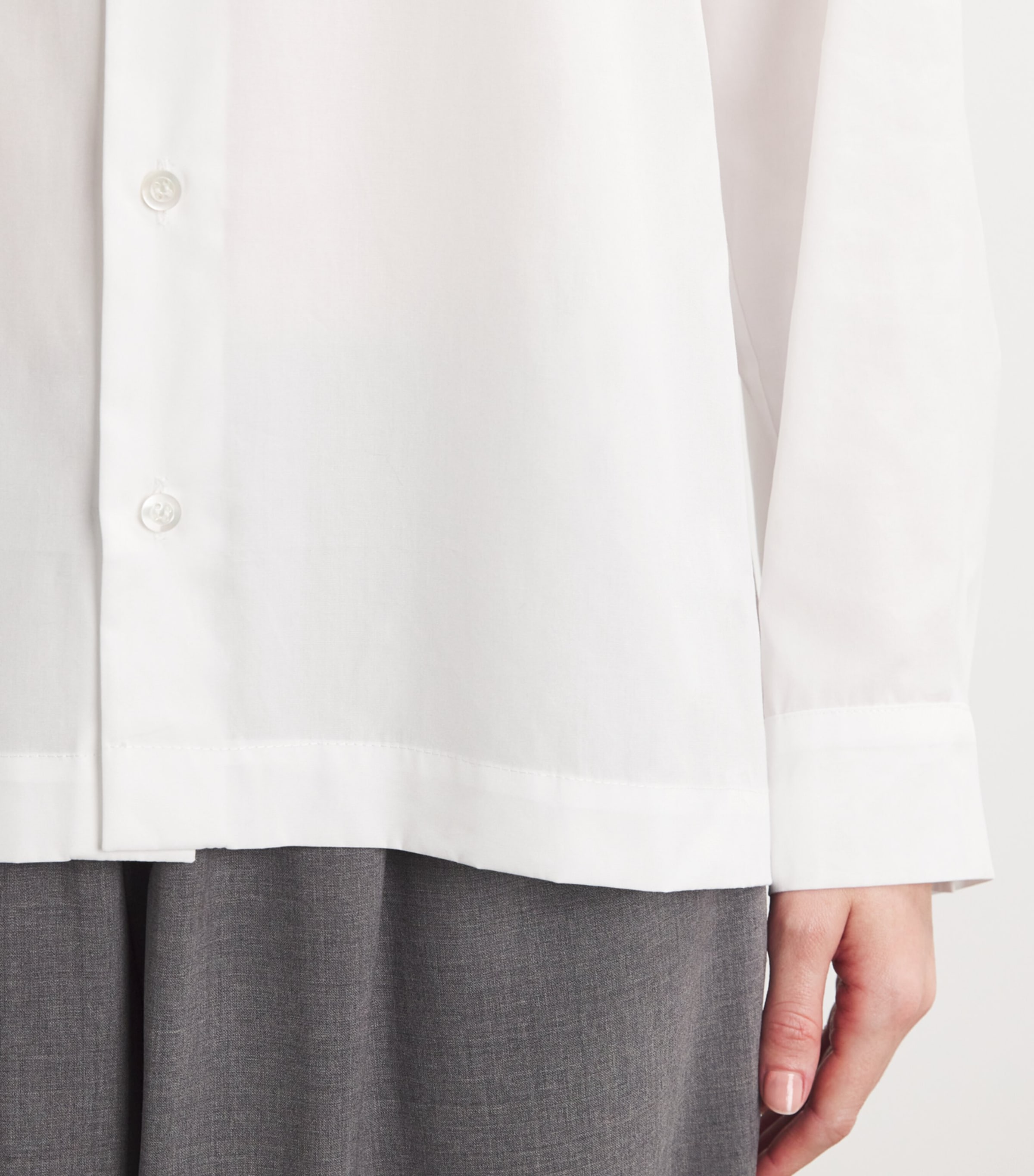 Cotton Slim Shirt with Collar WHITE Image 6