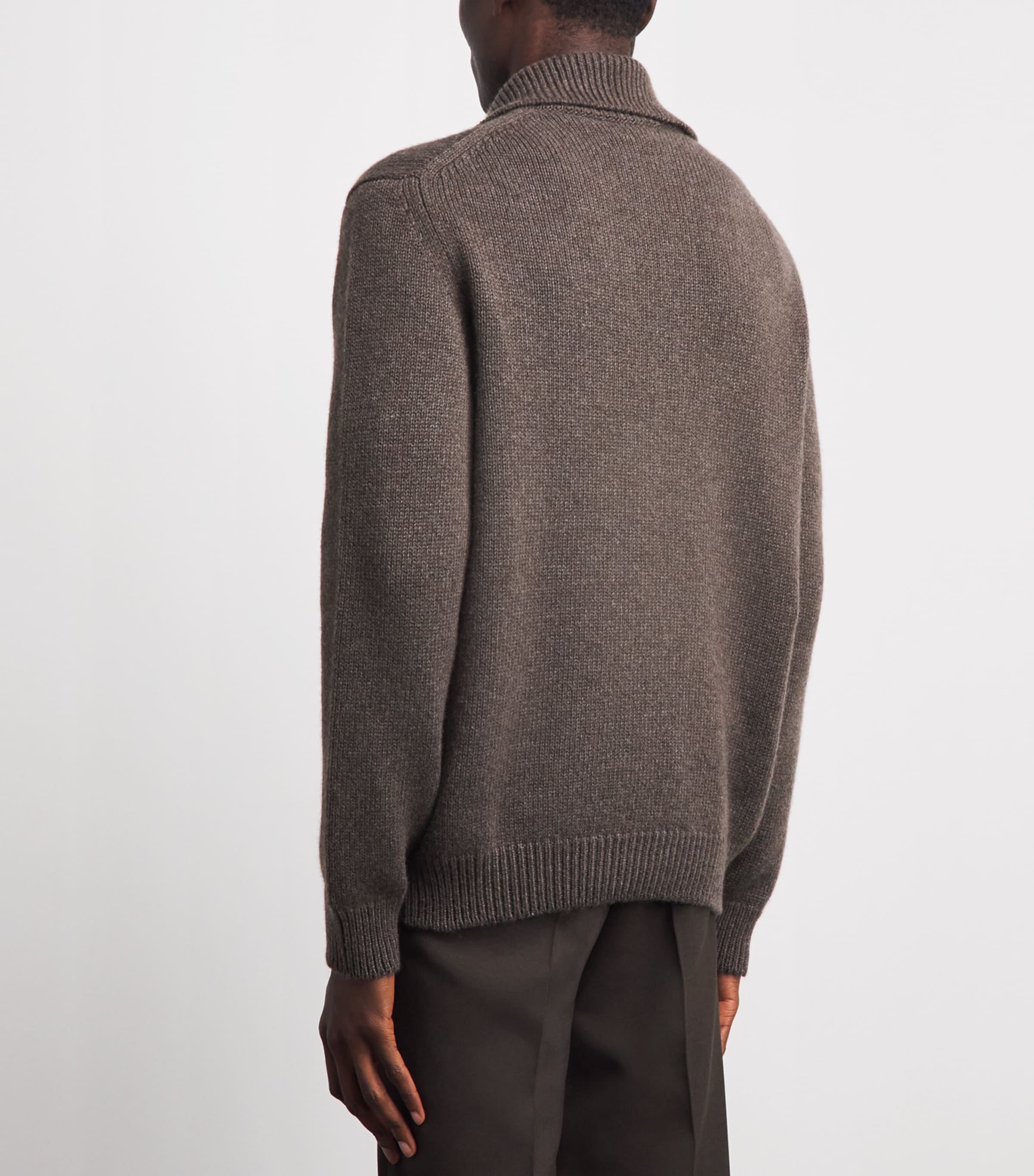 Johnstons Of Elgin Mens Cashmere Button-Neck Sweater Vole Image 5