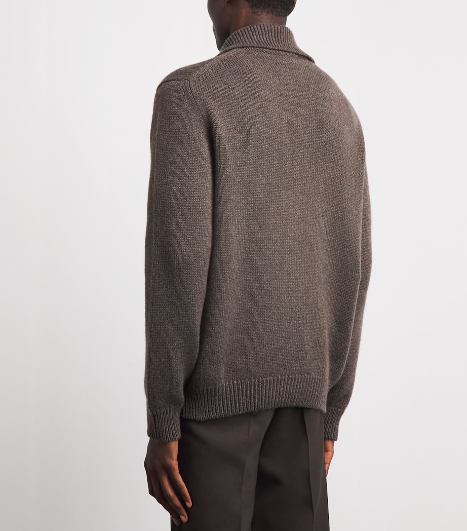 Johnstons Of Elgin Mens Cashmere Button-Neck Sweater Vole Image 5