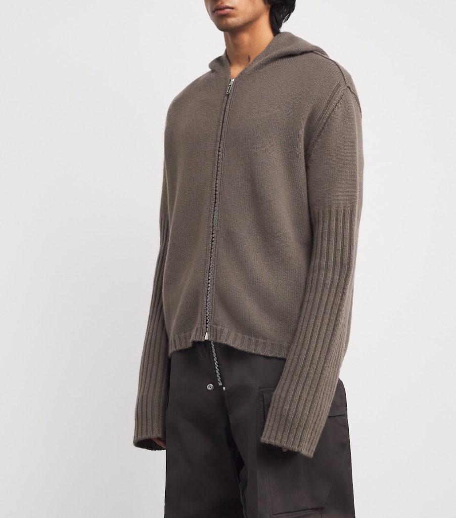 Rick Owens Mens Cashmere Zip-Up Hoodie Dust Image 3