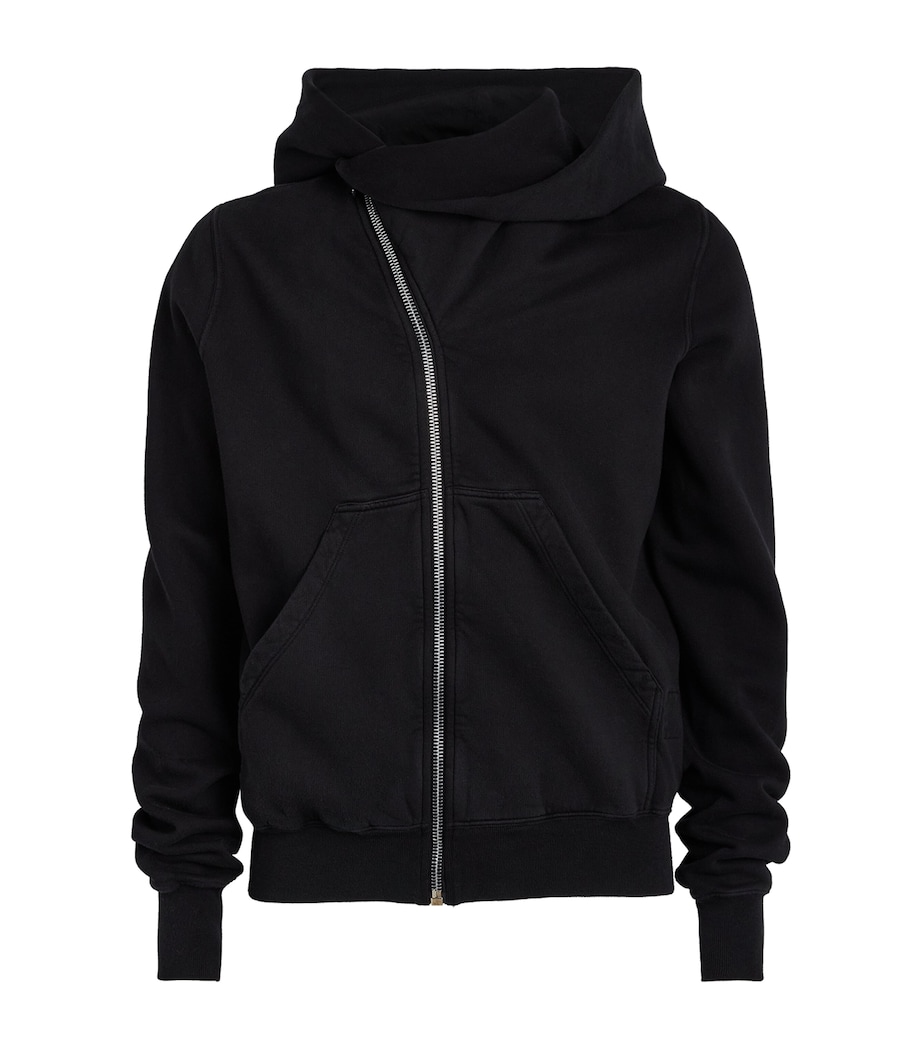 Rick Owens Mens Asymmetric Mountain Hoodie Black Image 1
