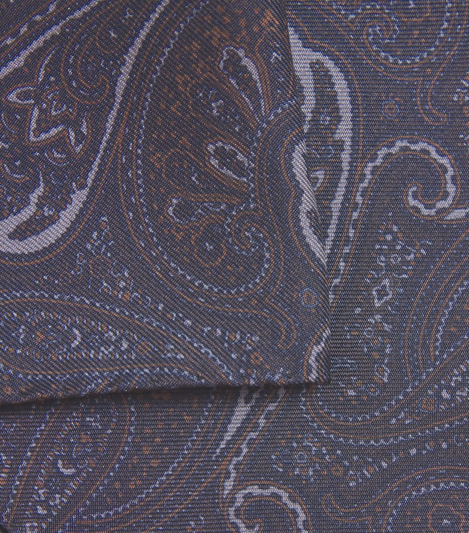 Corneliani Silk Necktie and Pocket Square Set Gry Melange Drk Image 3