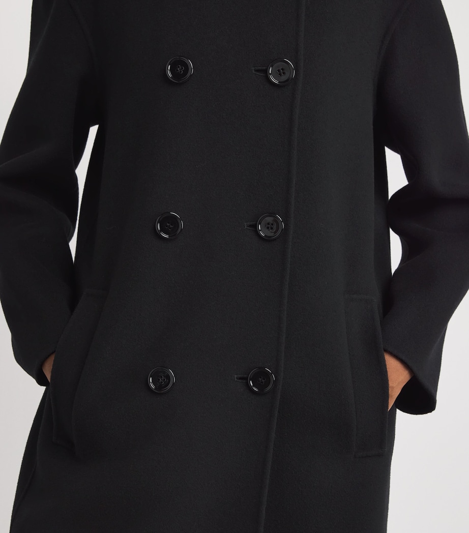 Virgin Wool Double-Breasted Coat BLACK Image 6