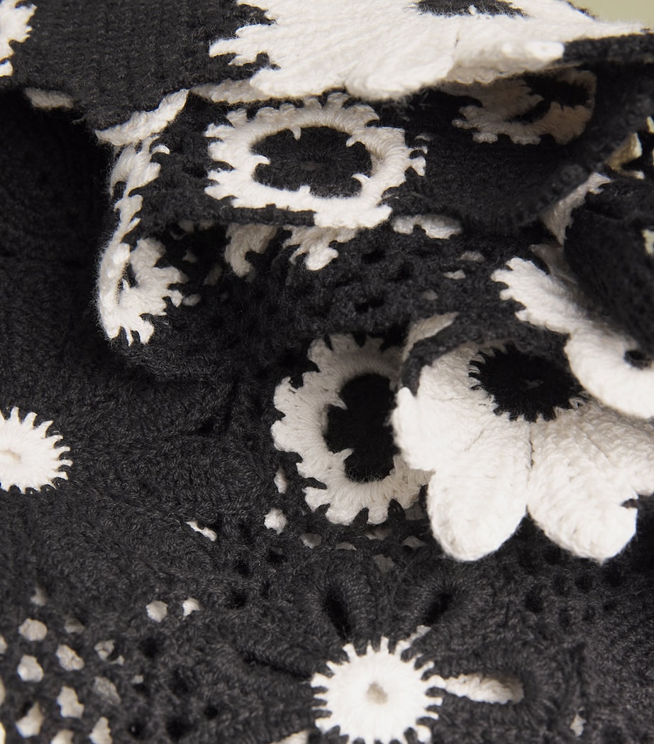 Cotton Crochet Midi Dress BLACK / WHITE Image 5