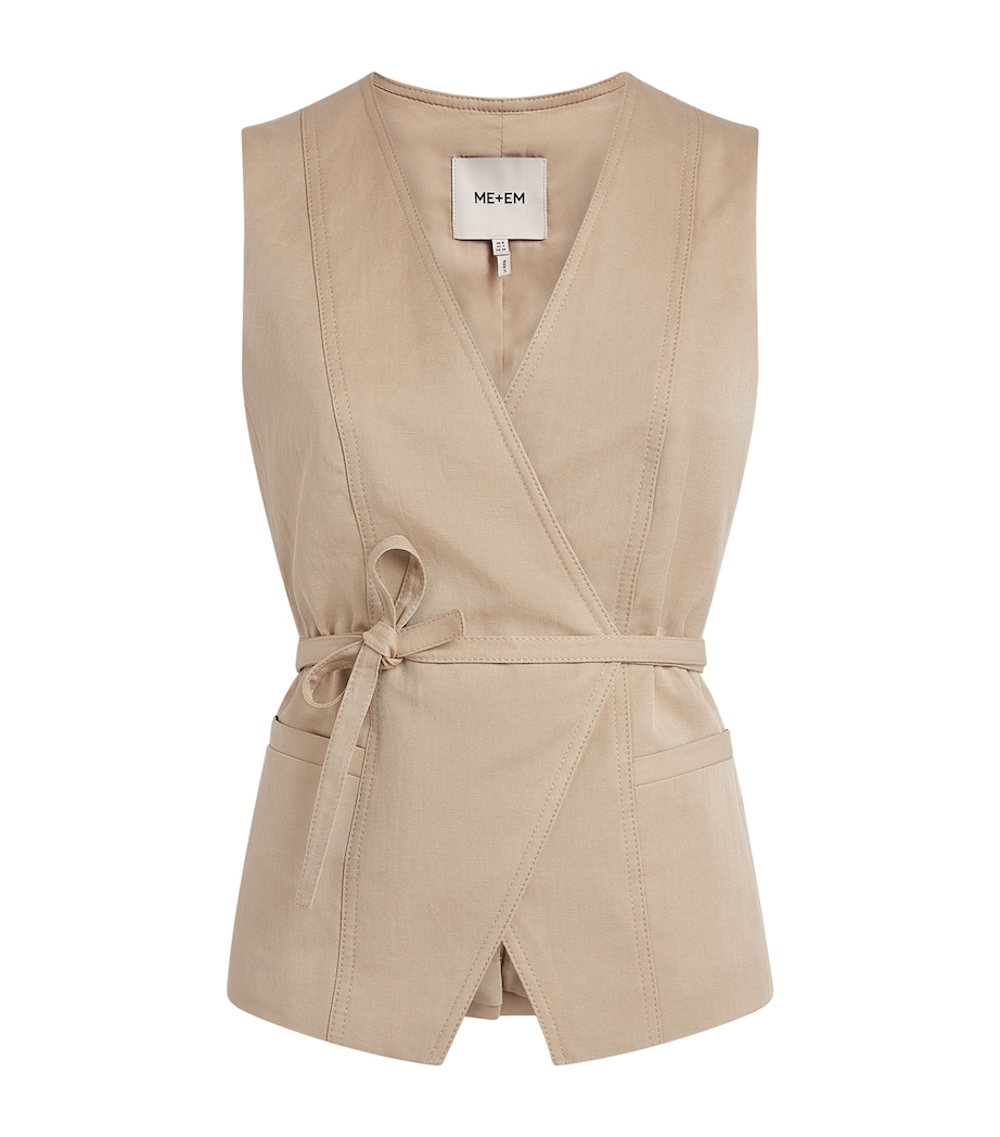 ME+EM Womens Wrap-Around Waistcoat Warm Stone Image 1