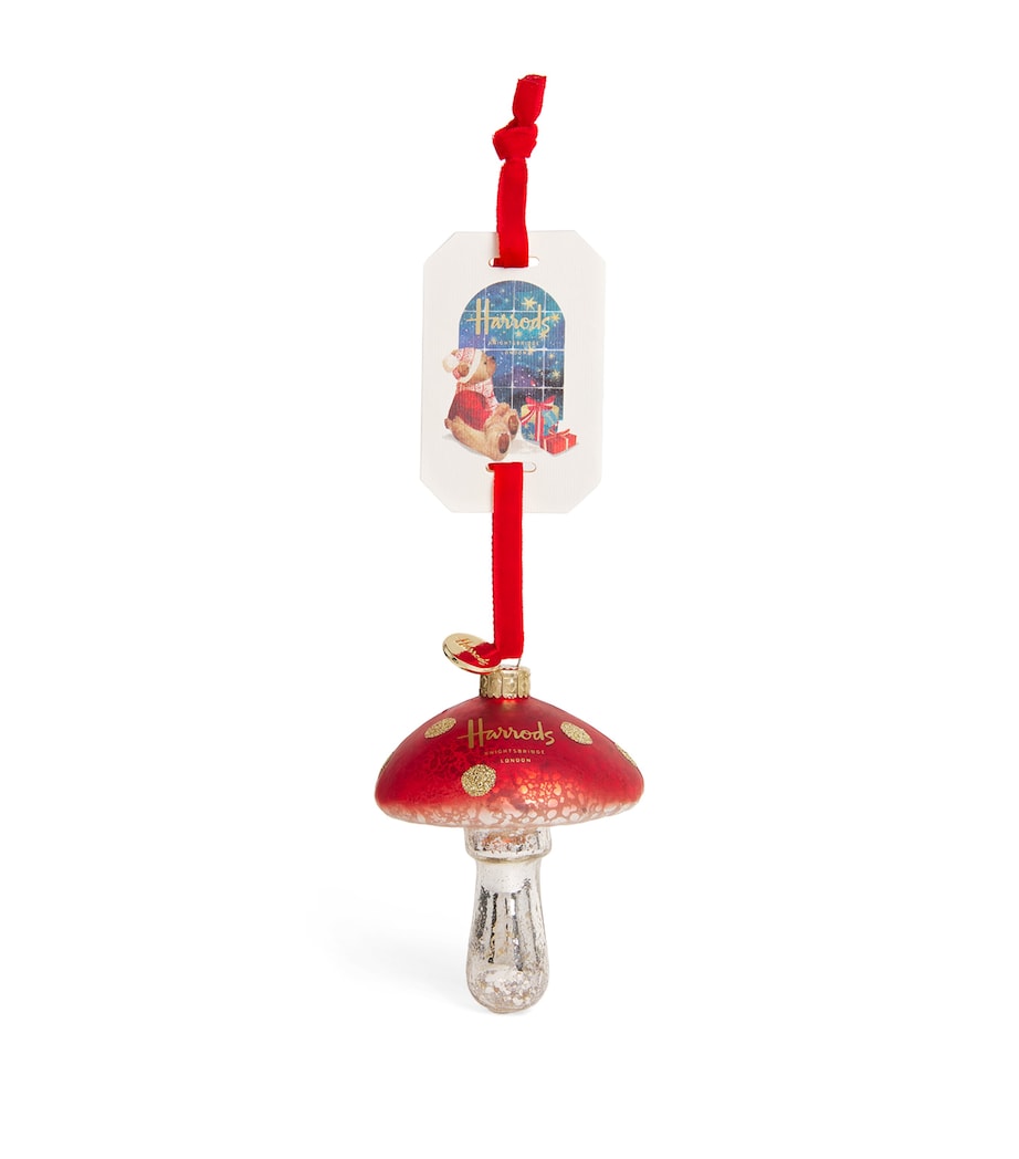 Harrods Glass Mushroom Tree Decoration Pale Red Image 1
