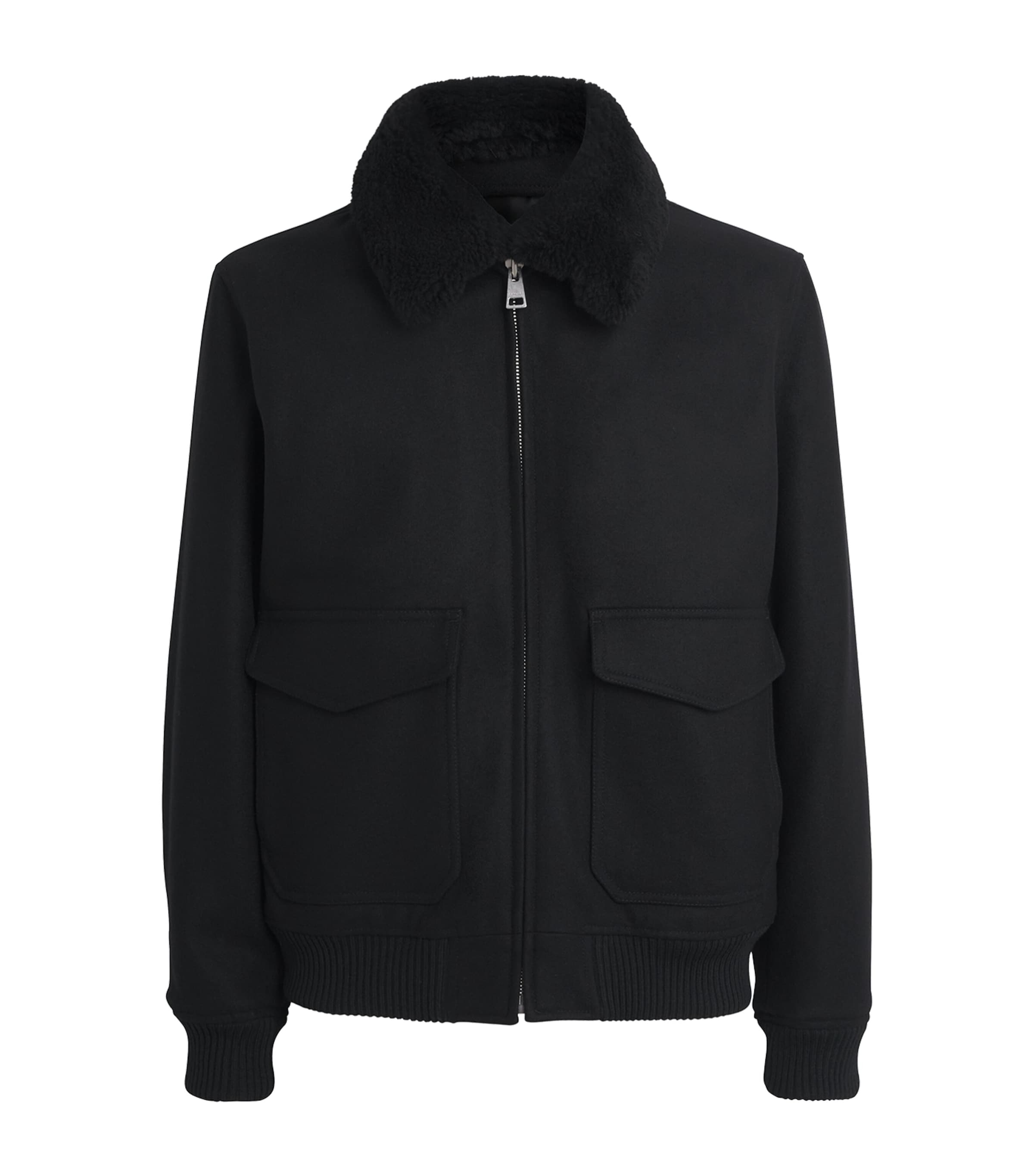 Sandro Wool-blend Bomber Jacket In Black