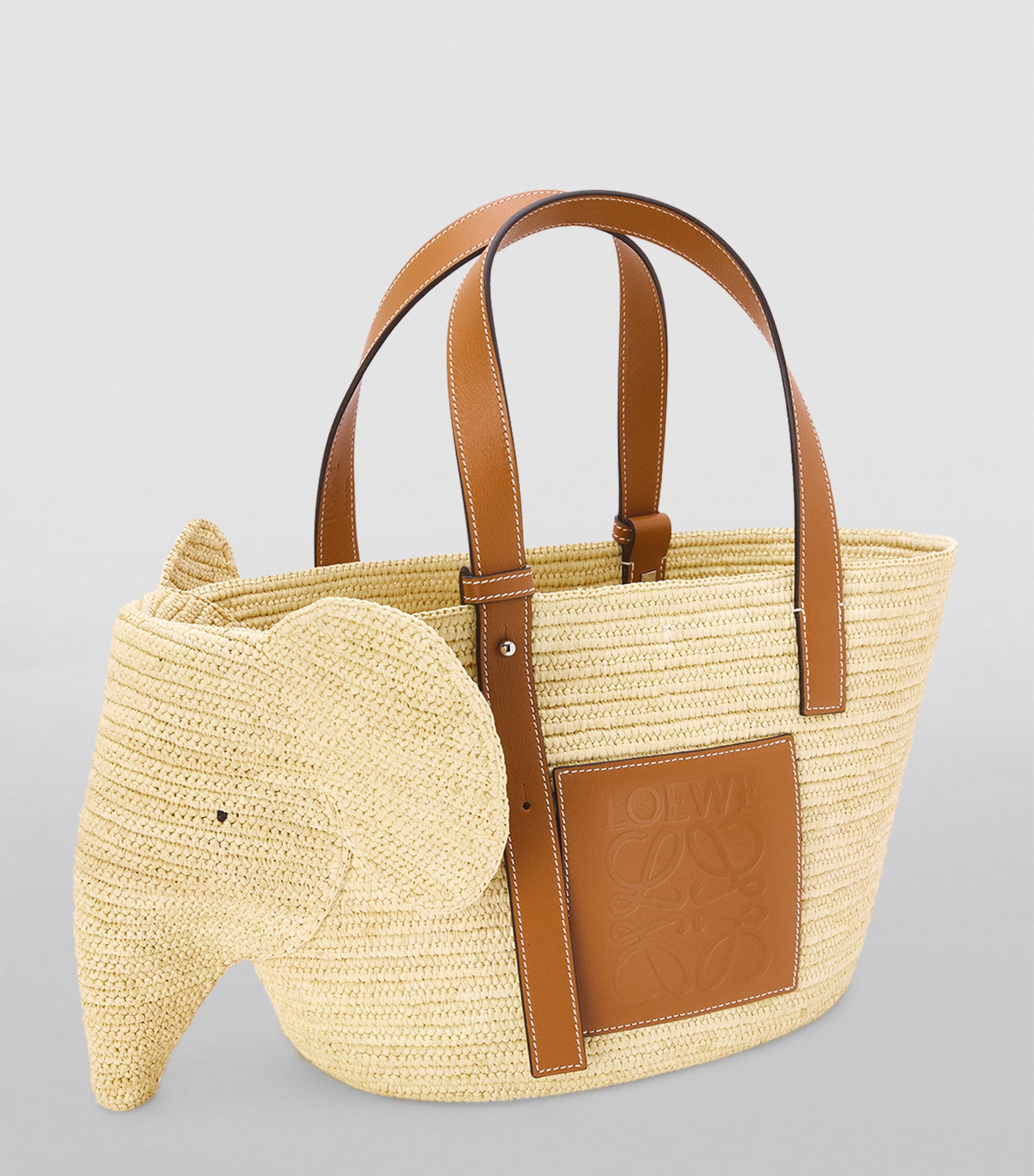 Woven Elephant Basket Tote Bag NATURAL/TAN Image 2