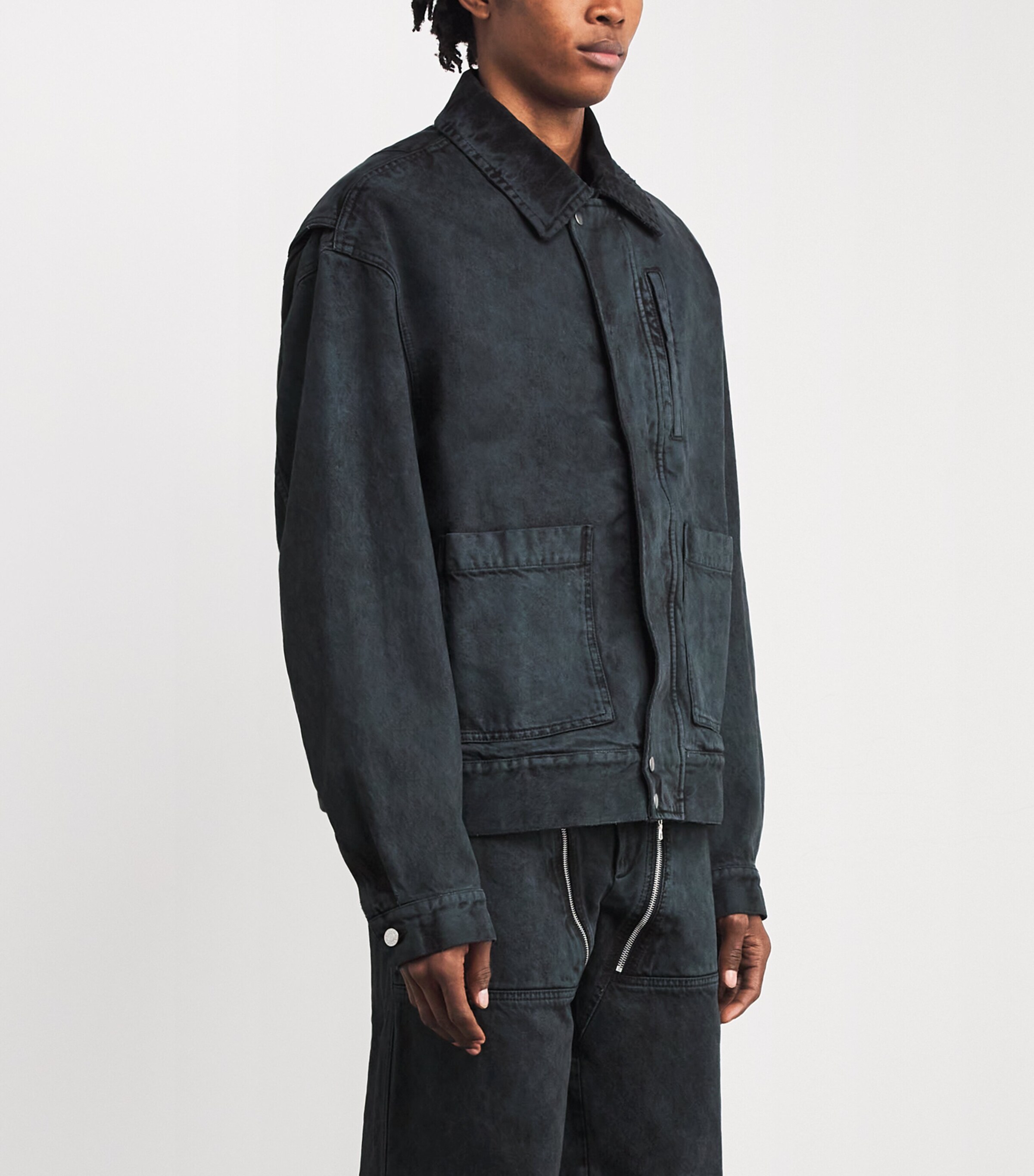 Denim Overdyed Workwear Jacket PETROL 508 Image 3