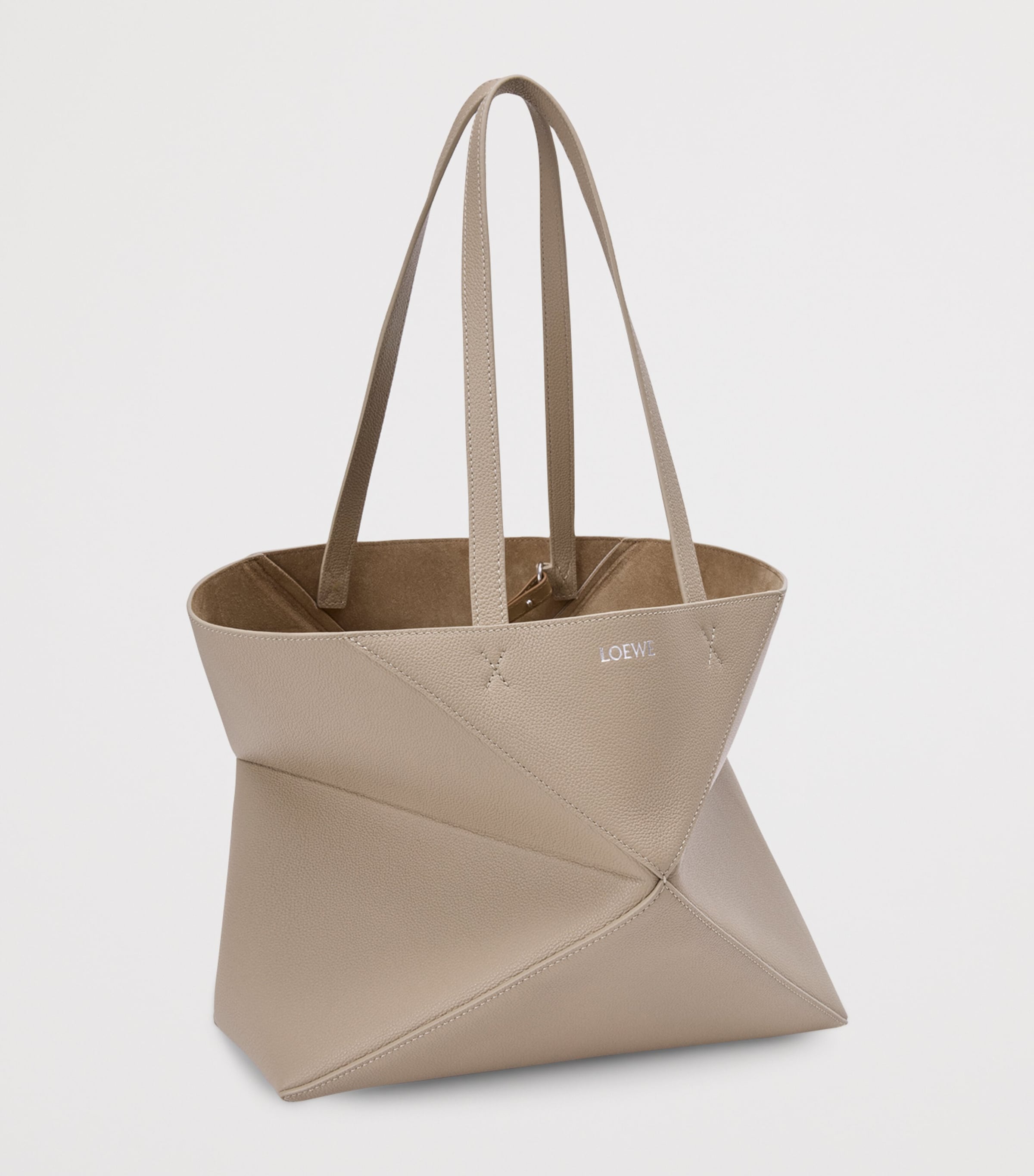 Medium Leather Puzzle Fold Tote Bag CLAY Image 2