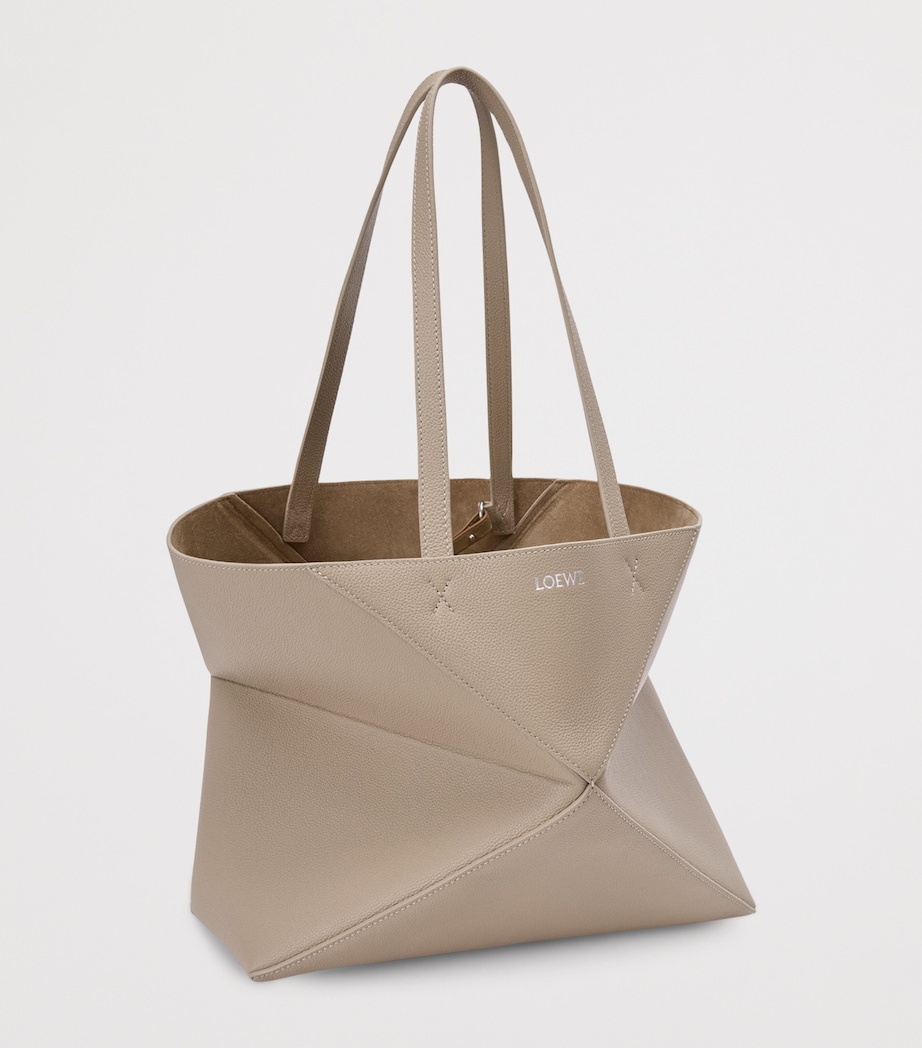 Medium Leather Puzzle Fold Tote Bag CLAY Image 2