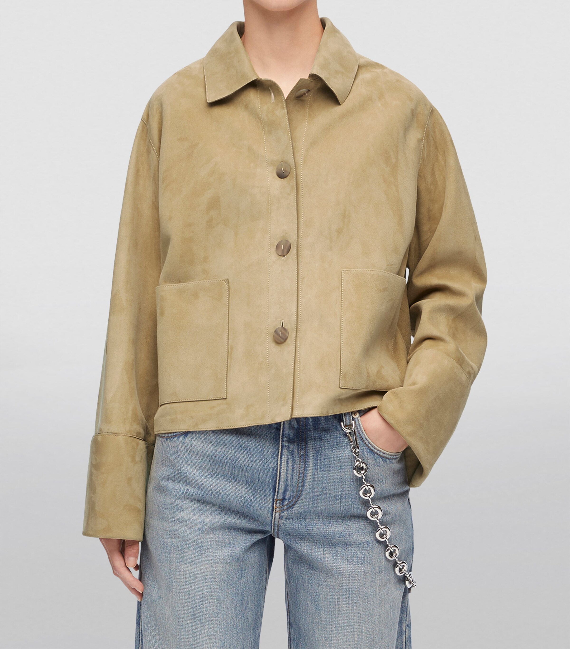 Suede Turn-Up Jacket GOLD Image 3