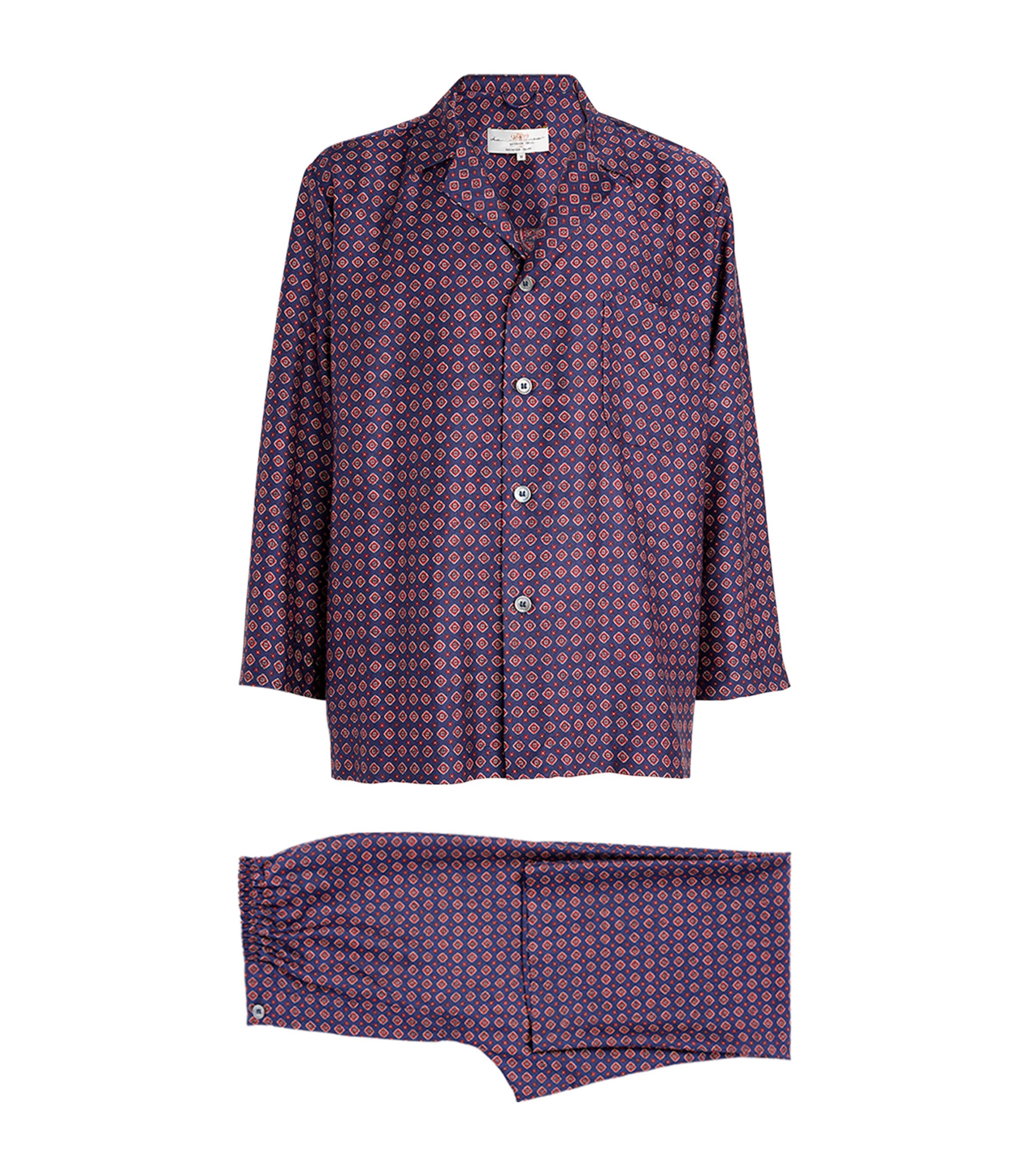 Daniel Hanson Silk Geometric Print Pyjama Set