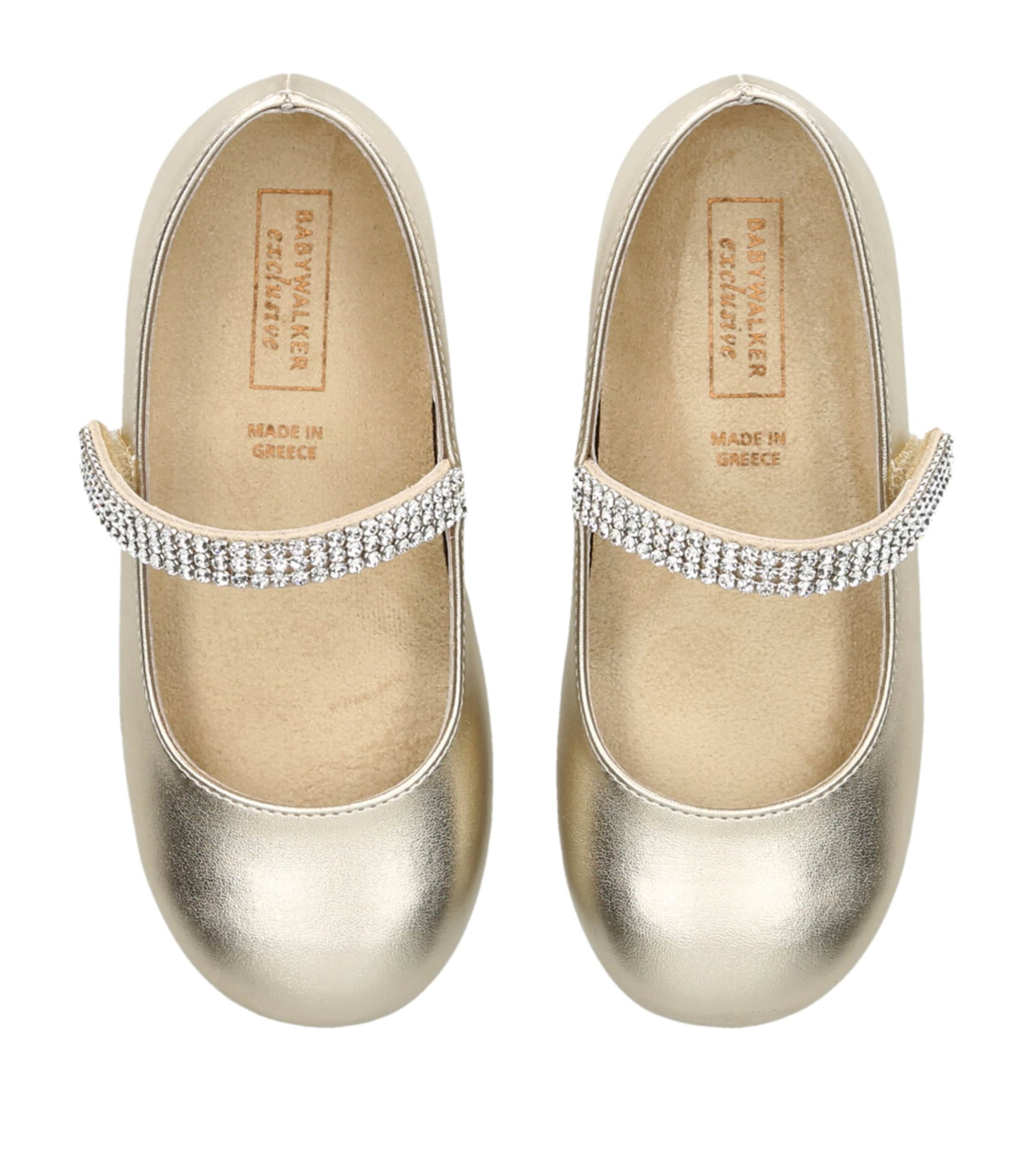 BabyWalker Crystal-Strap Ballet Flats Gold Image 4