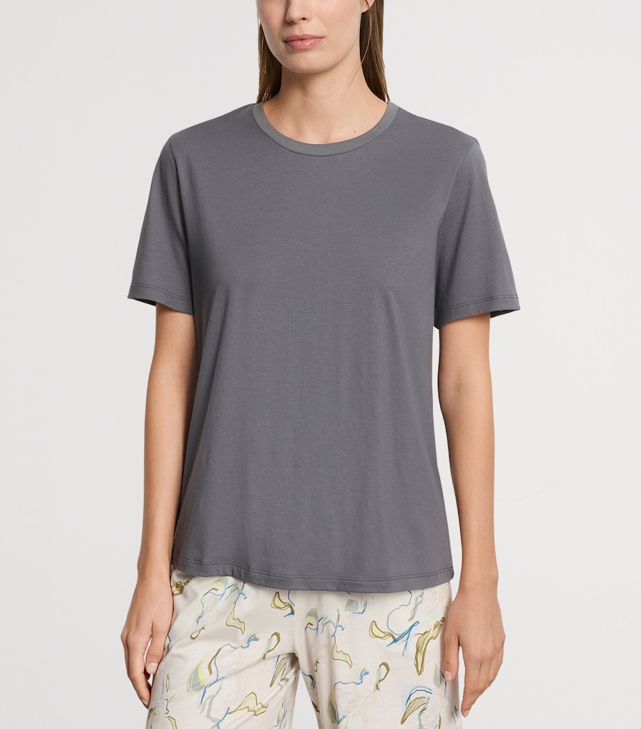 Hanro Womens Organic Cotton Natural T-Shirt Mercury Image 2