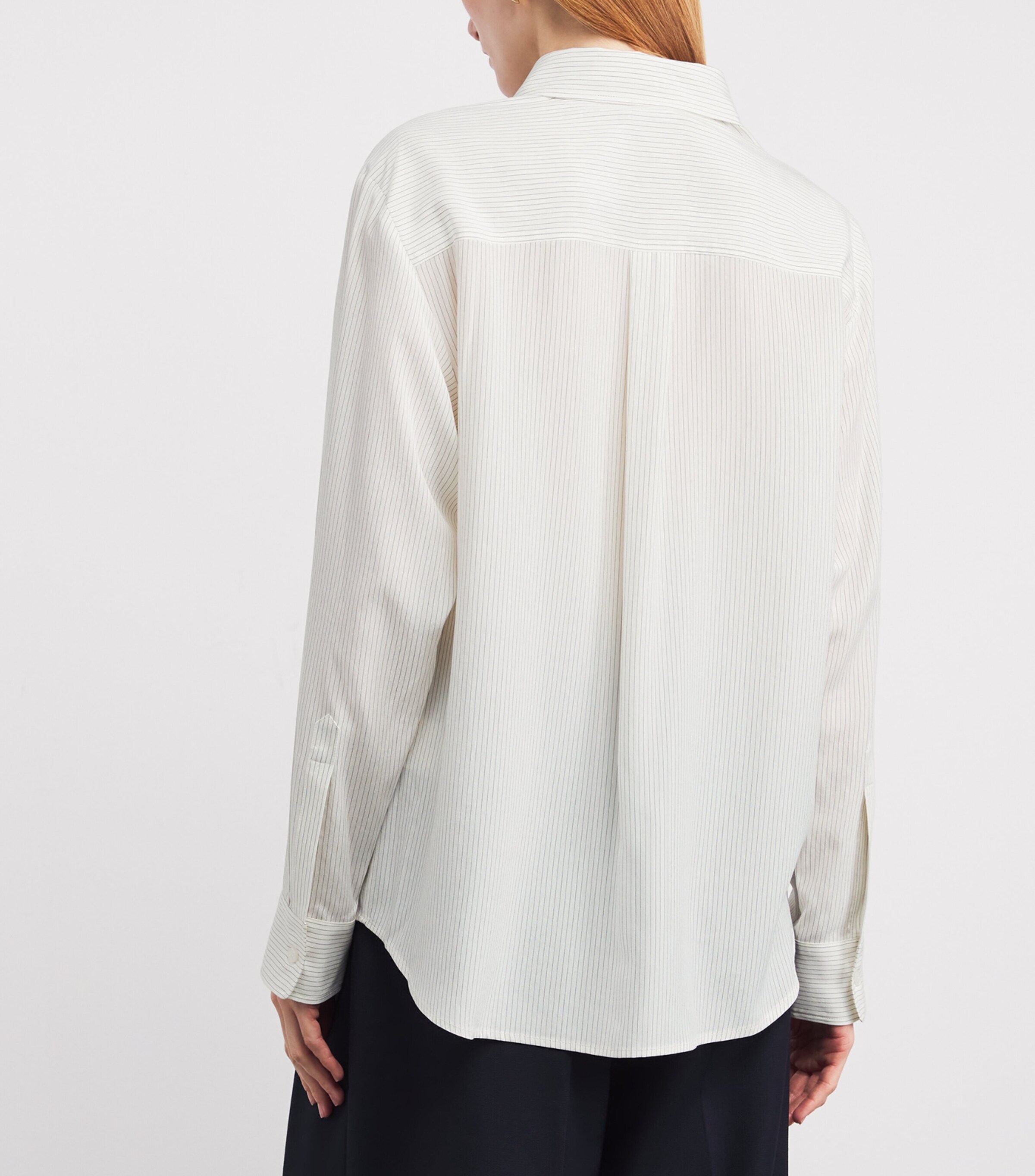 Blazé Milano Womens Silk Stripe Shirt Navy Stripe Image 4