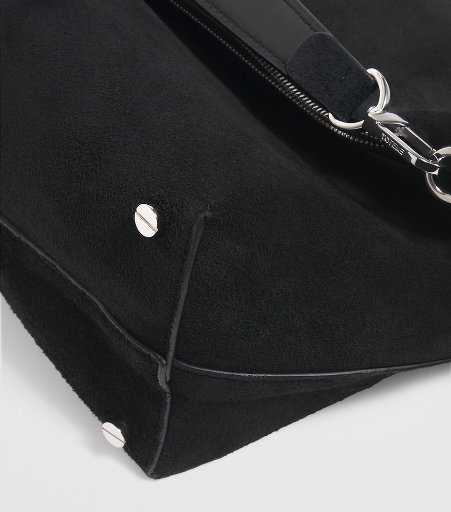 Suede Bevel Shoulder Bag 001 BLACK Image 6