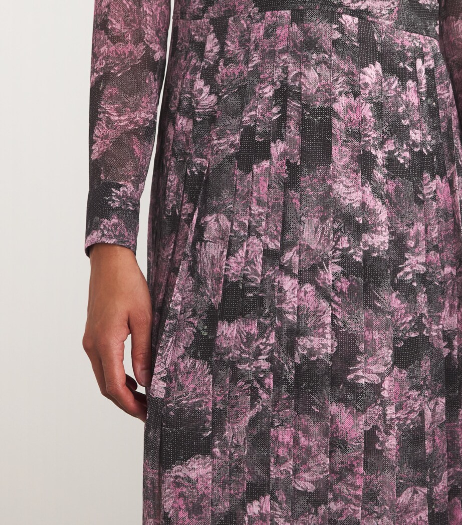 Silk Printed Midi Dress PINK PIXEL FLORAL Image 6