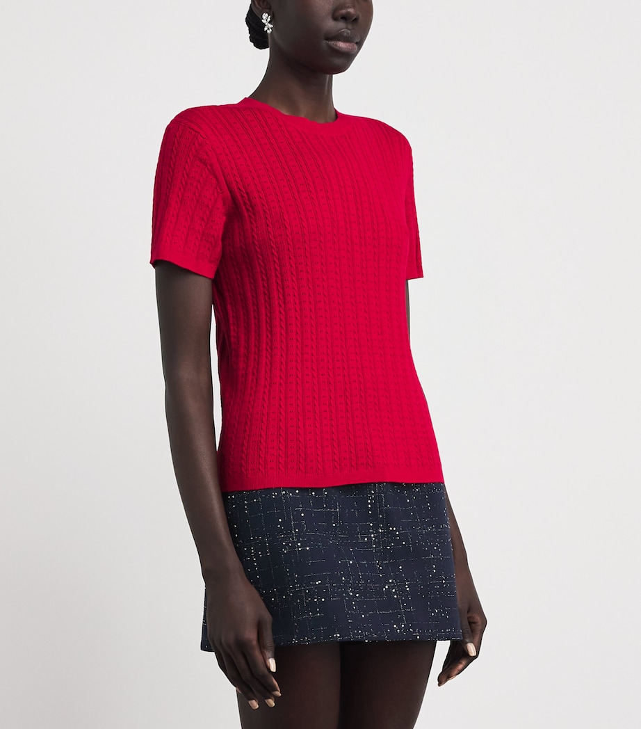Maje Womens Cotton-Blend Cable Knit Sweater Red Image 4