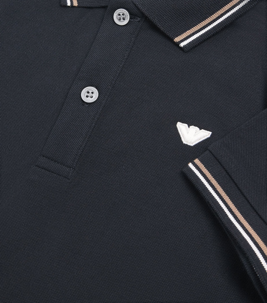 Stretch-Cotton Logo Polo Shirt (4-16 Years) ICONICO 0920 BLU NAV Image 3