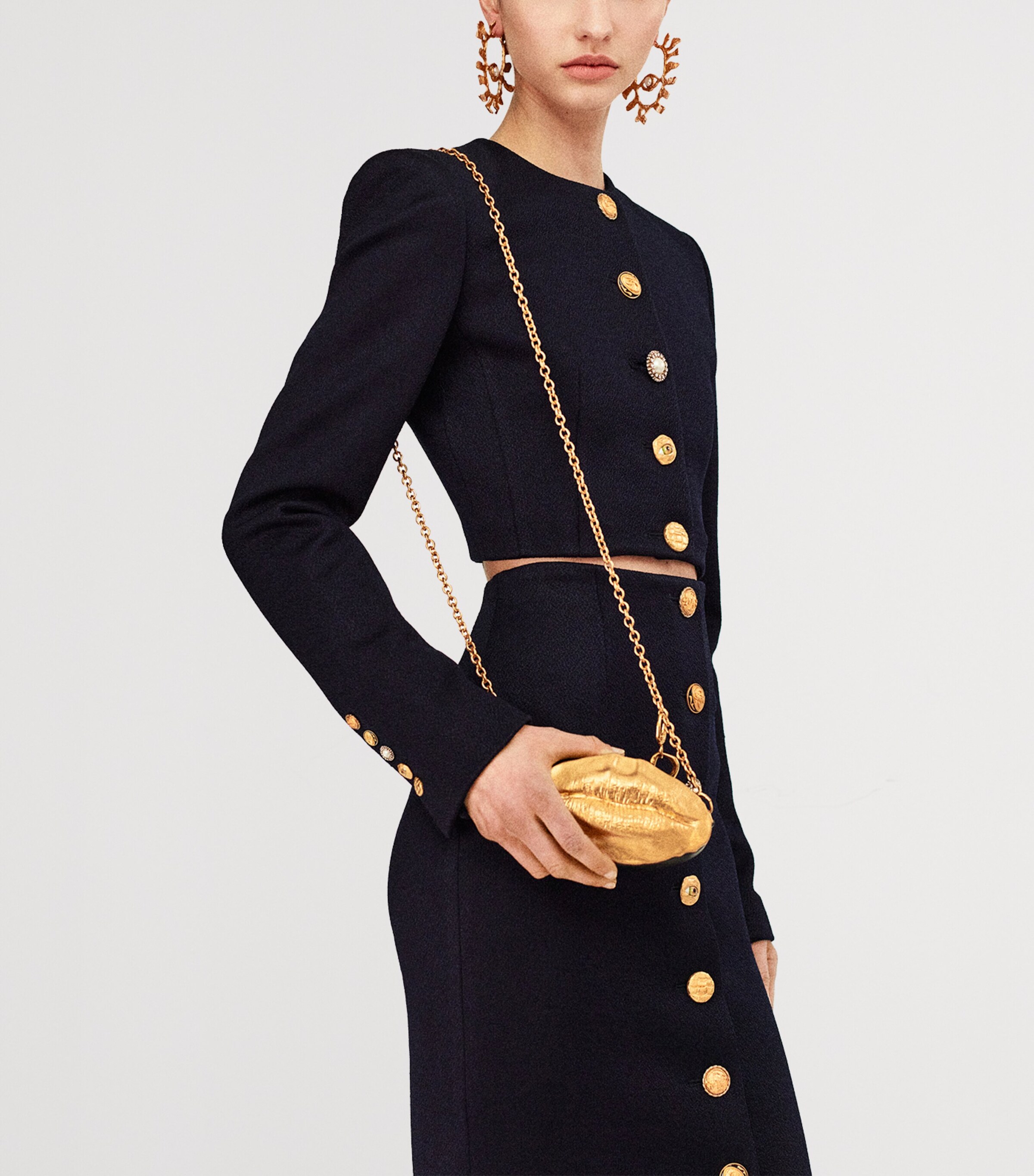 Mini Mouth Clutch Bag 023 GOLD/BLACK Image 2