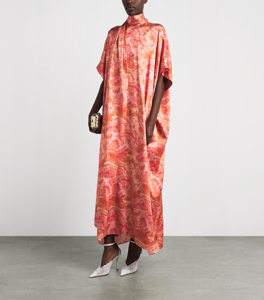 Roksanda Womens Silk Floral Oshone Midi Dress Brush Rose Image 2