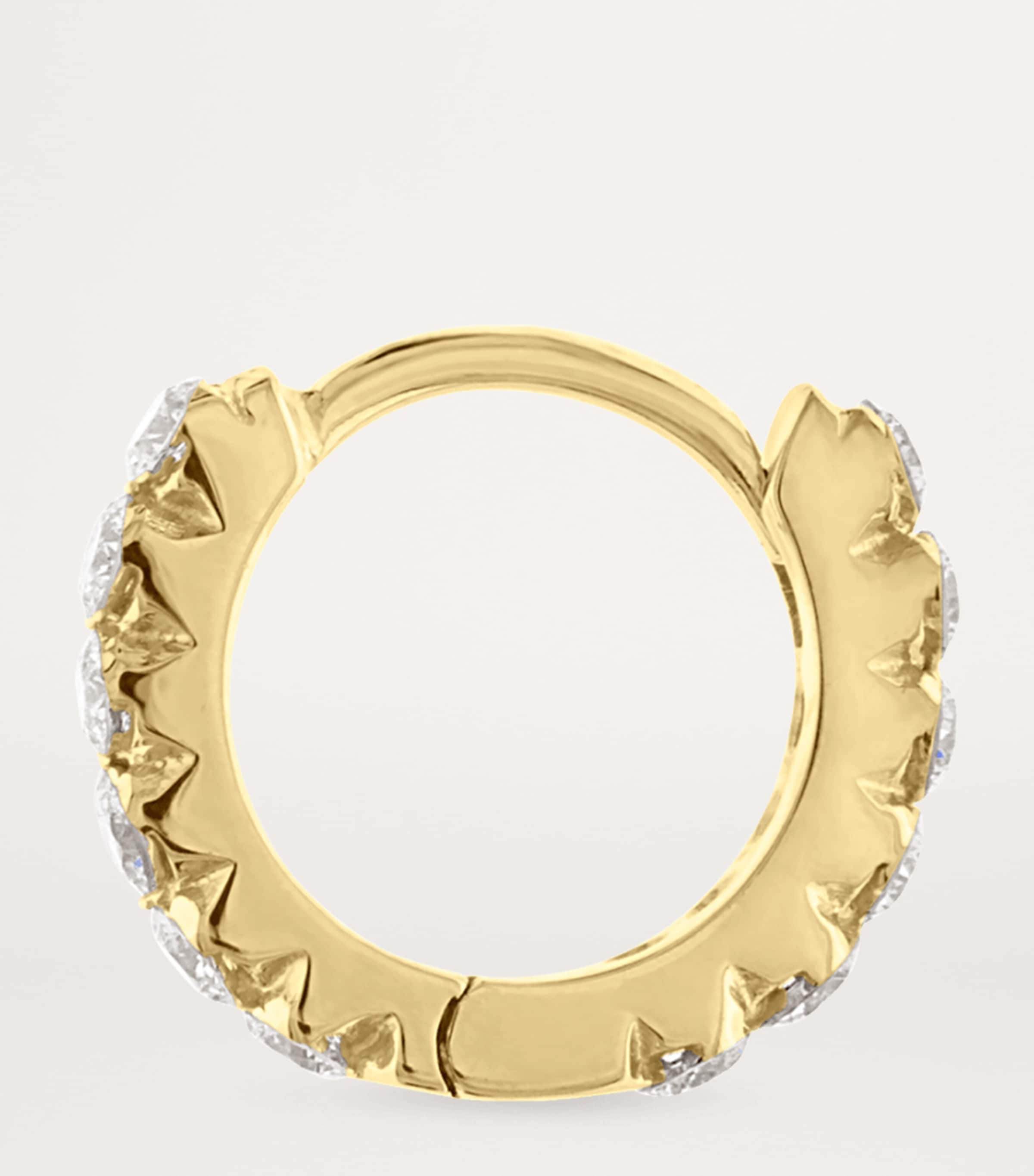 Yellow Gold Invisible Set Diamond Eternity Hoop Earring (6.5mm) YELLOW GOLD Image 2