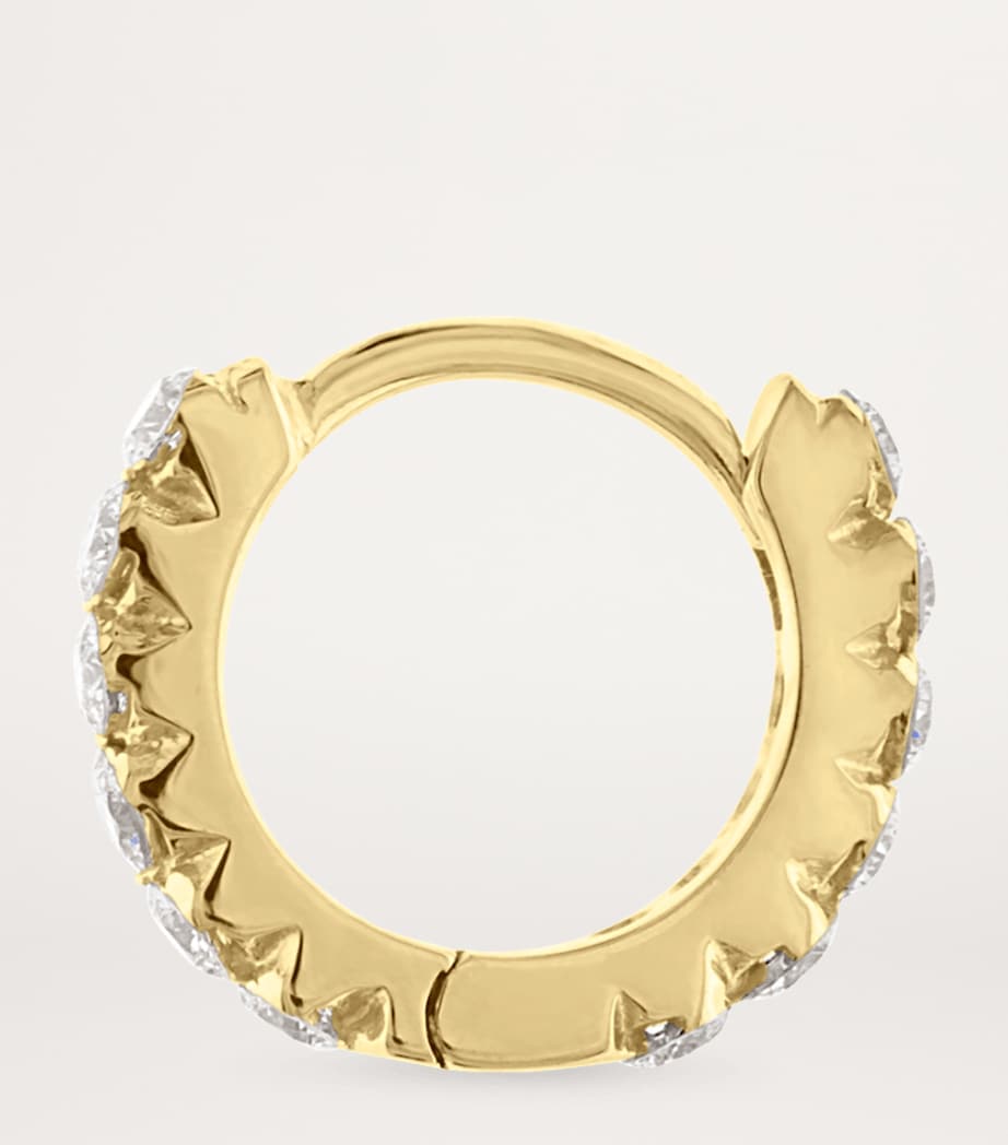 Yellow Gold Invisible Set Diamond Eternity Hoop Earring (6.5mm) YELLOW GOLD Image 2