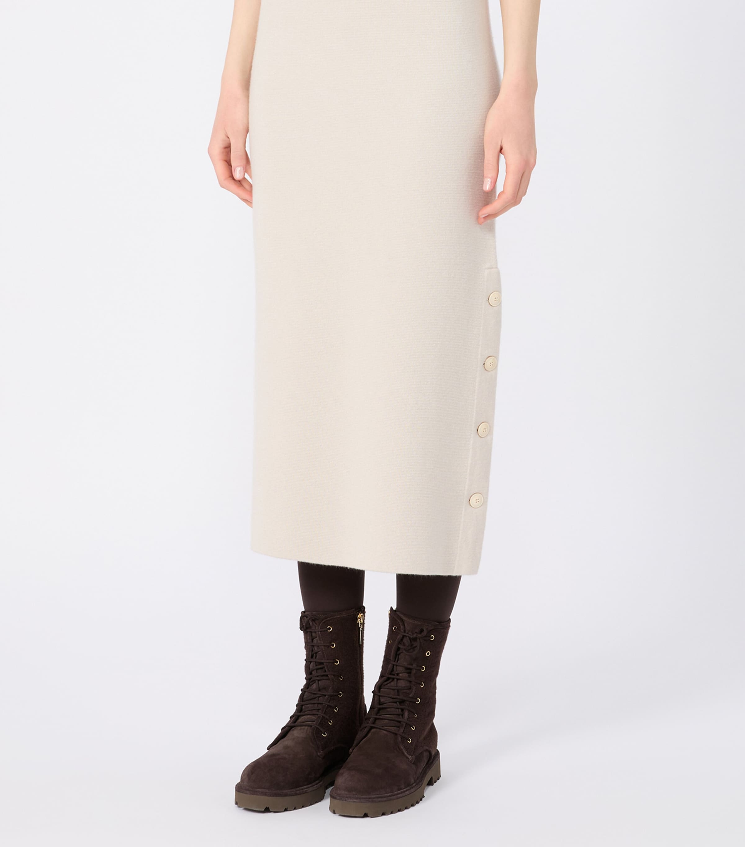 Max Mara Womens Wool-Cashmere Midi Skirt Beige Image 3