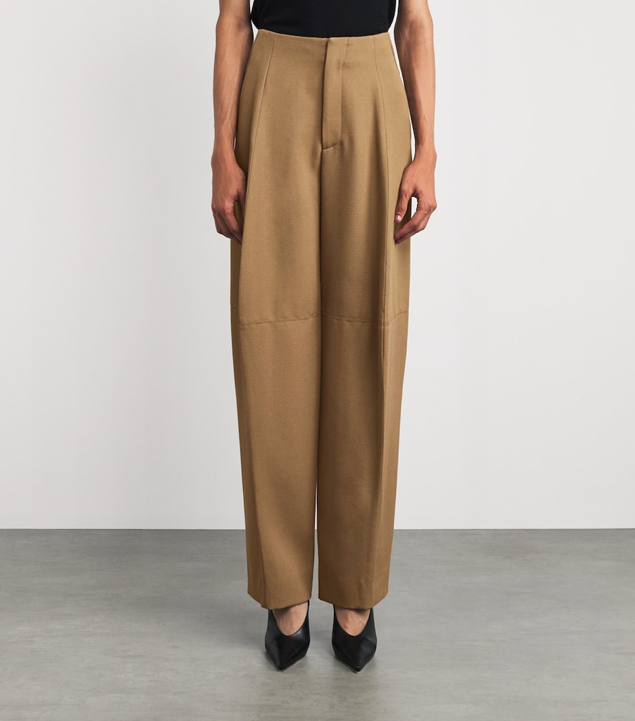 Virgin Wool Sculptural Leg Trousers 2529 DARK CAMEL Image 3