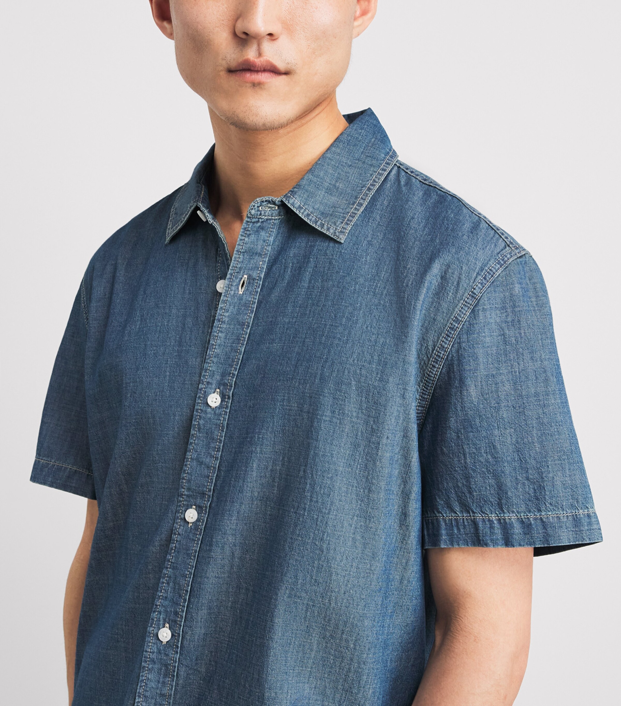 PAIGE Mens Denim Short-Sleeve Soliman Shirt Chandler Image 3