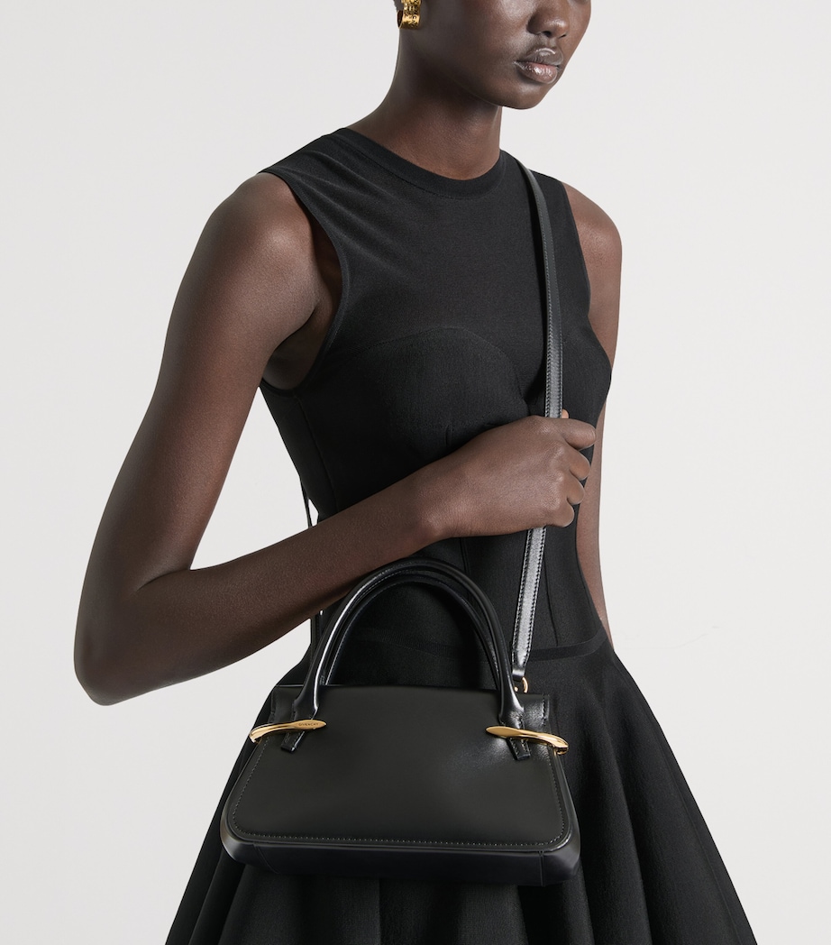 Mini Leather Pinch Top-Handle Bag BLACK Image 2