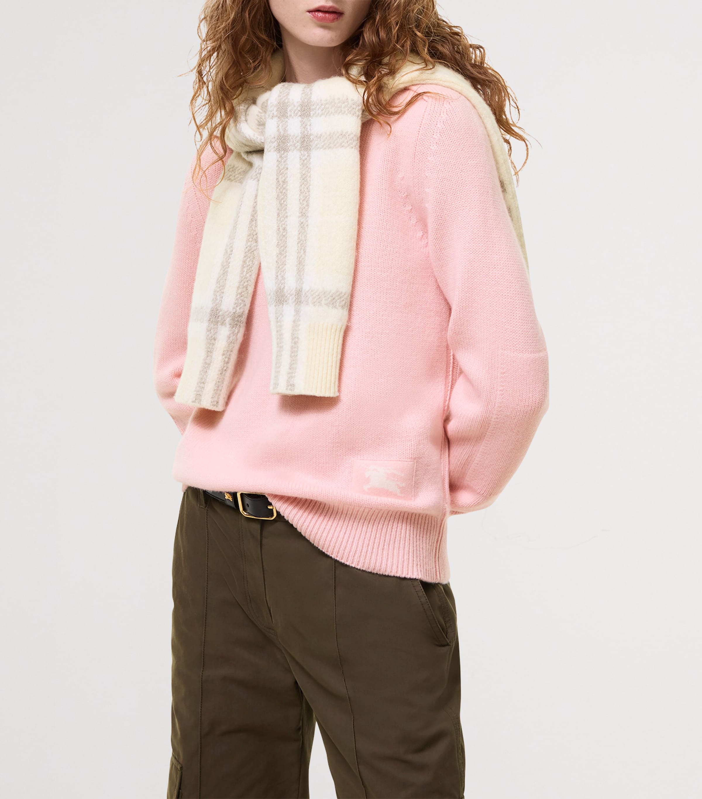 Burberry Womens Cashmere Crew-Neck Sweater Peony Pink Image 2