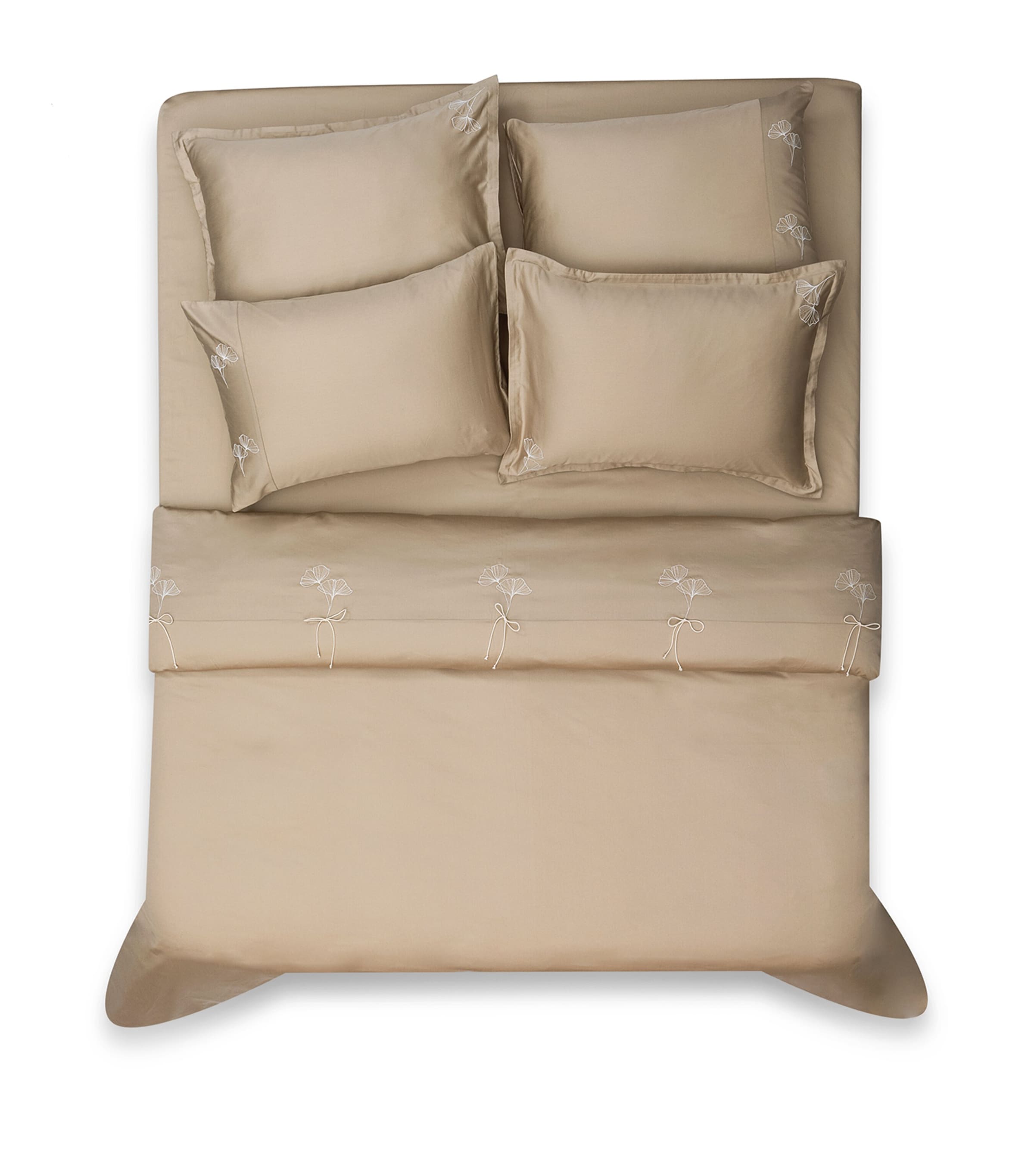 Hamam Organic Cotton Core Blossom Oxford Pillowcase (50cm x 70cm) Flax Image 2