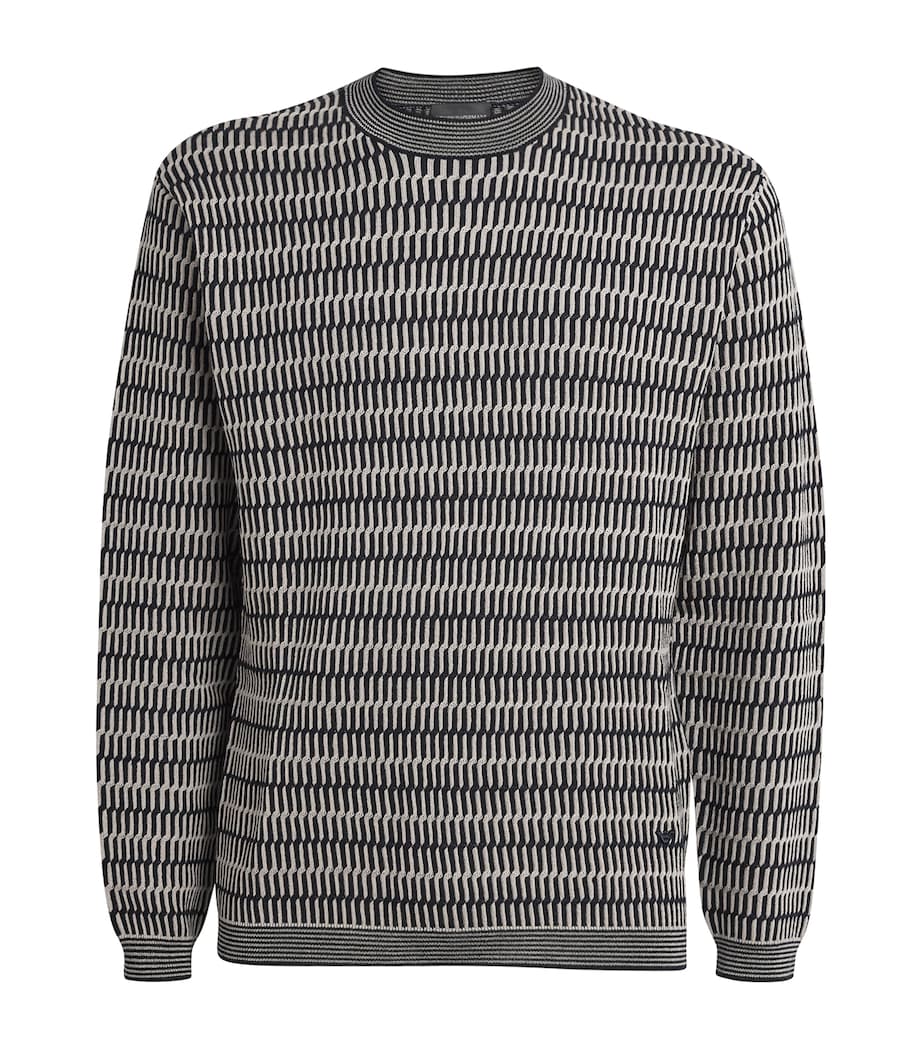 Virgin Wool Geometric Jacquard Sweater FB072 Image 1