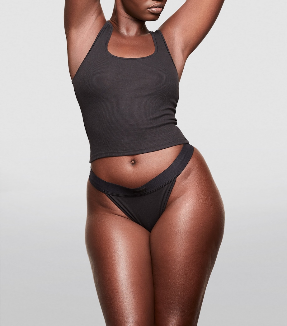 Cotton Ribbed Cropped Tank Top SOOT Image 3