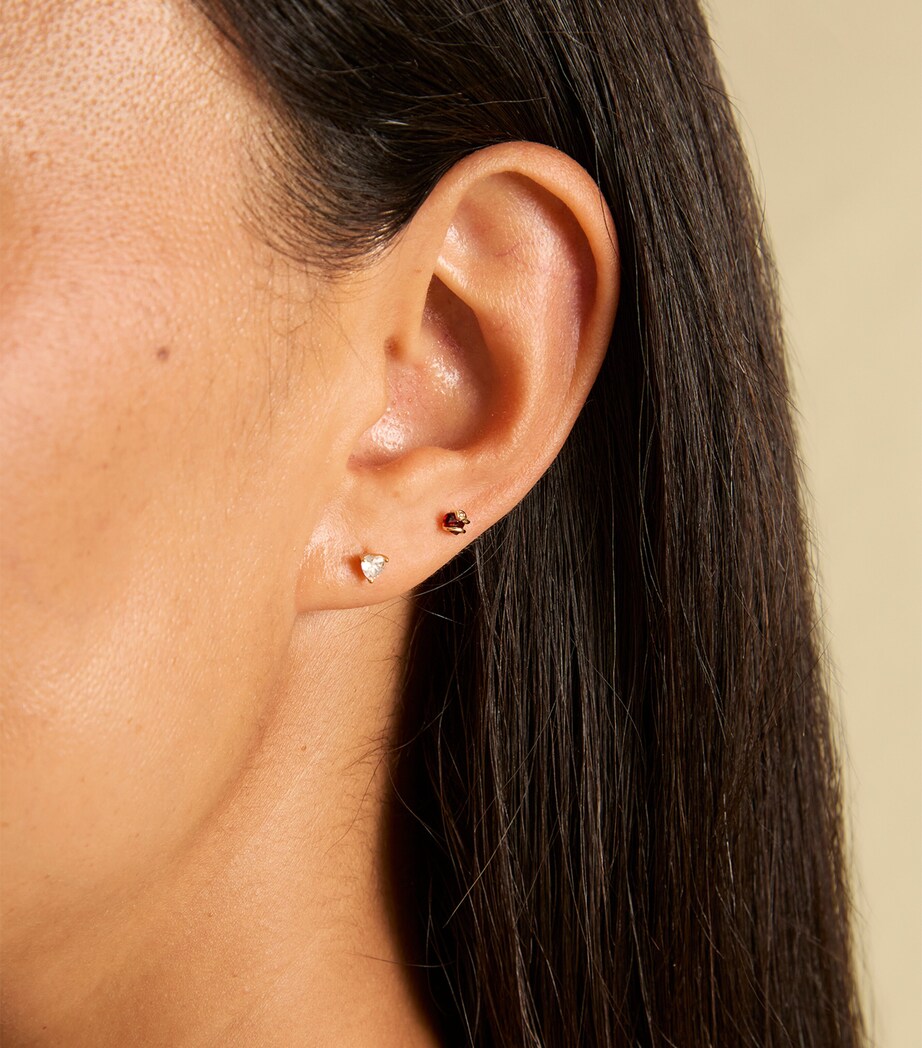 Astrid & Miyu Yellow Gold and Garnet Snake Stud Earring Gold Image 2