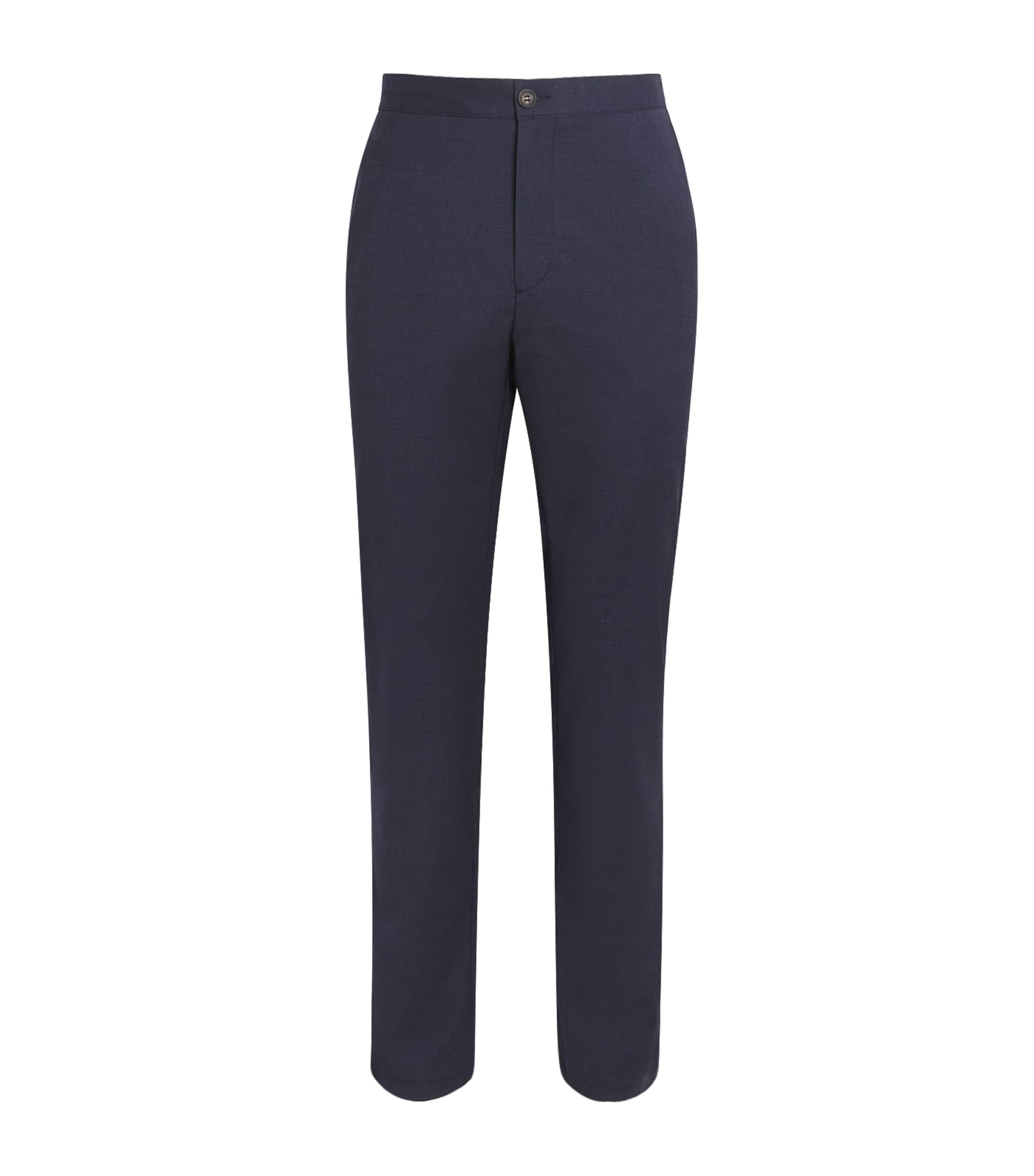 Pal Zileri Mens Stretch-Virgin Wool Half-Elasticated Trousers Blue Image 1
